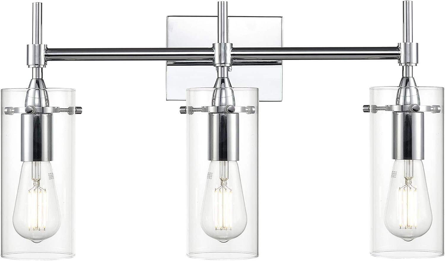 Linea di Liara Effimero Modern Farmhouse Bathroom Vanity Lights Fixtures 3 Lights Over Mirror Chrome Vanity Lights for Bathroom Light Fixtures Industrial Lighting Clear Glass Covers, UL Listed