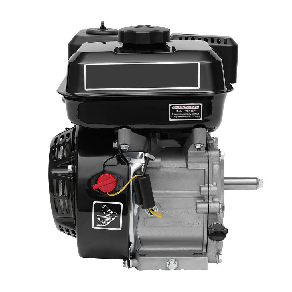 4-Stroke 7.5HP Gas Engine, 210CC OHV Air Cooled Pullstart Motor Fit for Honda GX160/170F Single Cylinder Air Cooled Gasoline Engine Pull Start Motor Gas Engine for Compressor Lawnmower