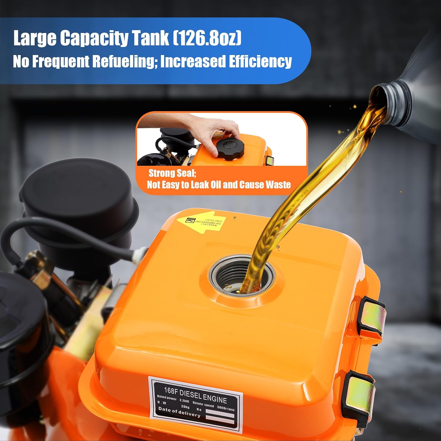 Gas Engine, 196cc 3000 RPM Air-Cooled Engine Single Cylinder Manual Start for Agricultural Machinery Go Kart Engine, 3L Fuel Tank Capacity