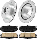 KAC Rear Brake Rotors and Ceramic Brake Pads Set for Terrain Equinox 2010-2017 Drilled and Slotted Disc Brake Rotor Replace 55178+D1275