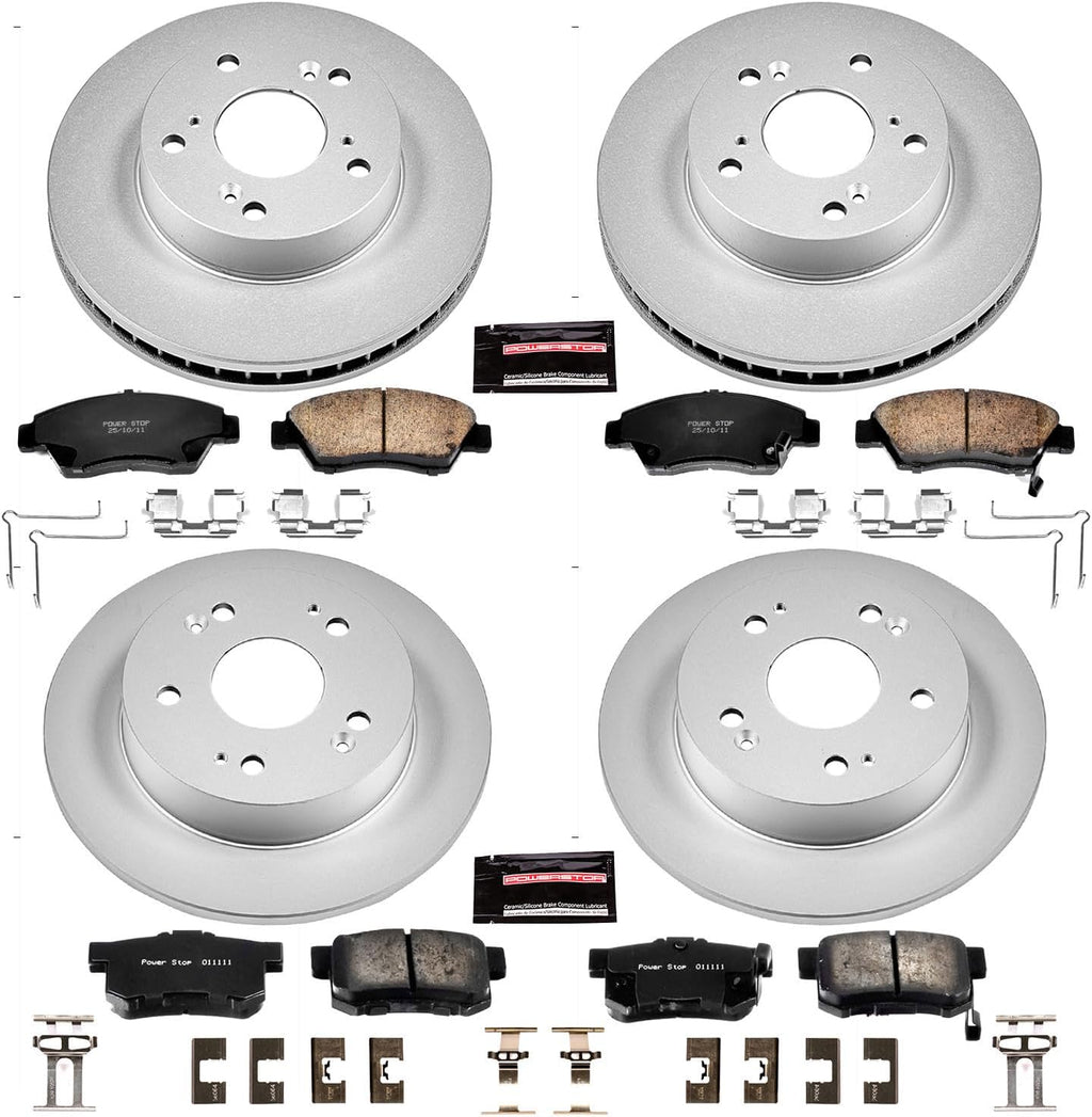 PowerStop Front and Rear Brake Kit for Acura ILX 2013-15 - Fully-Coated Disc Rotors with Z17 Ceramic Brake Pads Replacement, CRK6318