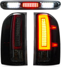 LED Tail Light Assembly + 3rd Brake Light Fit for Chevy Silverado 1500 2500 HD 3500 HD 2007-2014, for GMC Sierra 3500 HD 2008-2014 with Dual Wheel, Smoke Lens