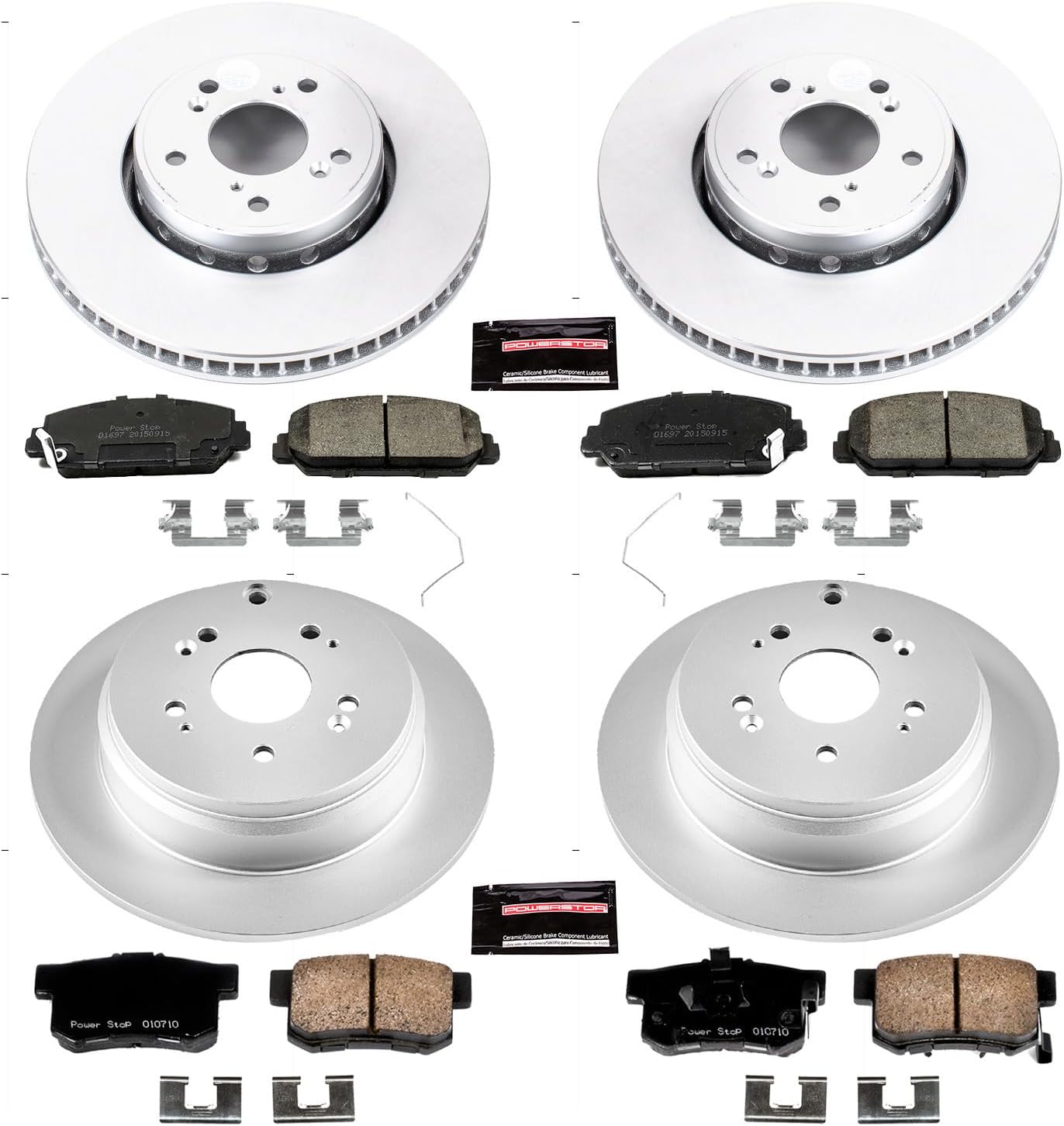 PowerStop Front and Rear Brake Kit for Acura RDX 2013-18 - Fully-Coated Disc Rotors with Z17 Ceramic Brake Pads Replacement, CRK6939