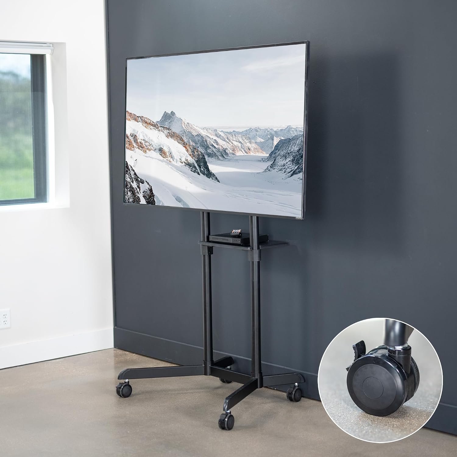 VIVO Mobile Premium TV Cart for 32 to 88 inch Screens up to 154 lbs, Samsung Digital Flipchart, Microsoft Surface Hub 2S, Portrait to Landscape, Shelf, Wheels, Max VESA 600x400, Black, STAND-TV02PB