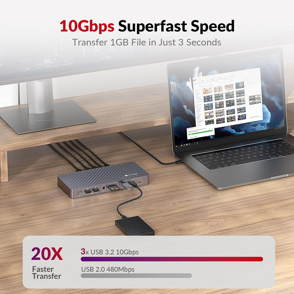AV Access Docking Station 3 Monitors, 8K@30Hz Single Display, Triple 4K Display (2DP/1HDMI), USB C Dock with 100W Laptop Charging, 10Gbps USB C/A, Ethernet, Audio, SD, for MacBook/Chrome/Dell/HP