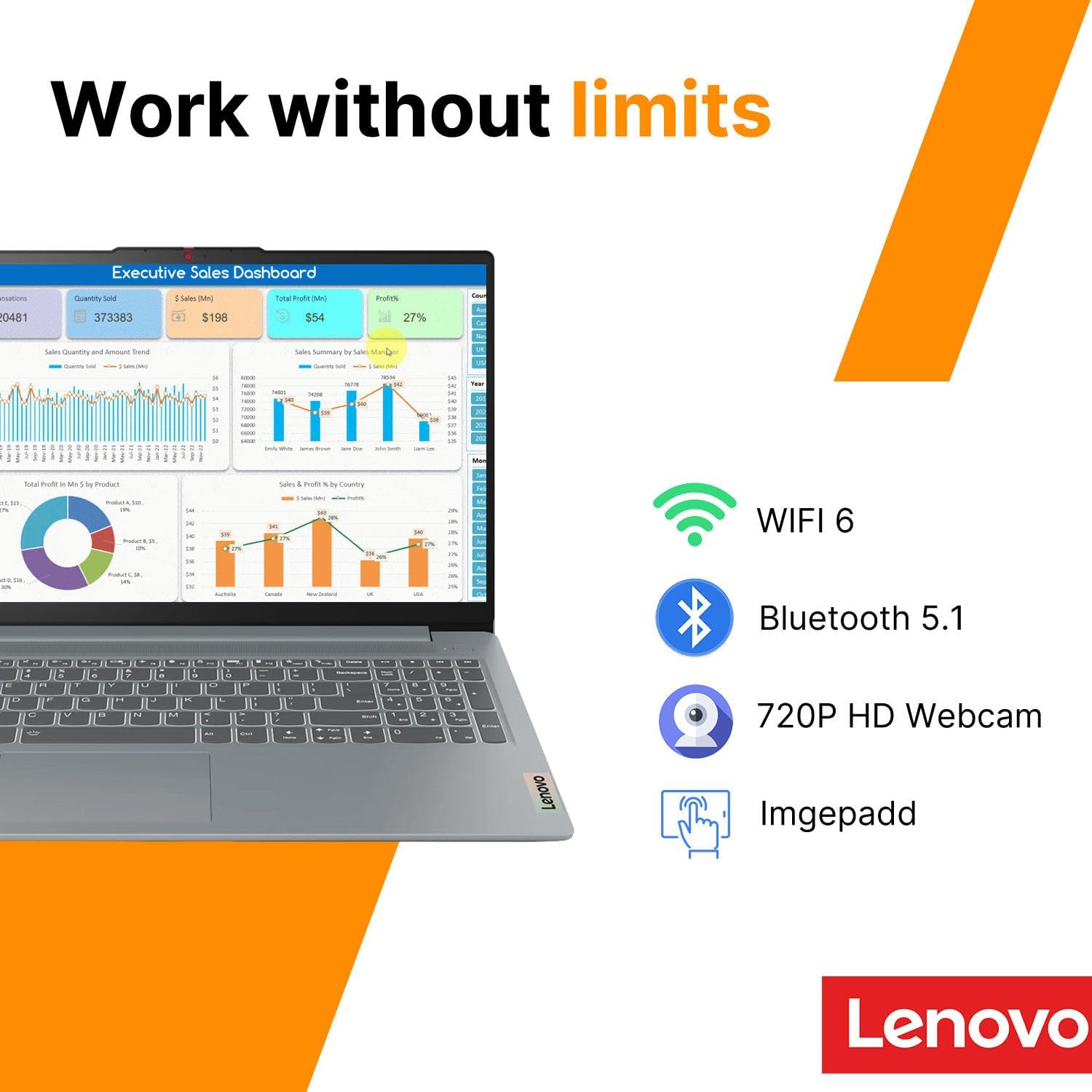 Lenovo IdeaPad Slim 3i 15.6' FHD Laptop • Microsoft Office 365 • 1.1TB Storage • LPDDR5 • Intel 4 Cores • 128GB SSD and 1TB Cloud • WiFi 6 • Military-Grade • Windows 11 • Essential Laptop