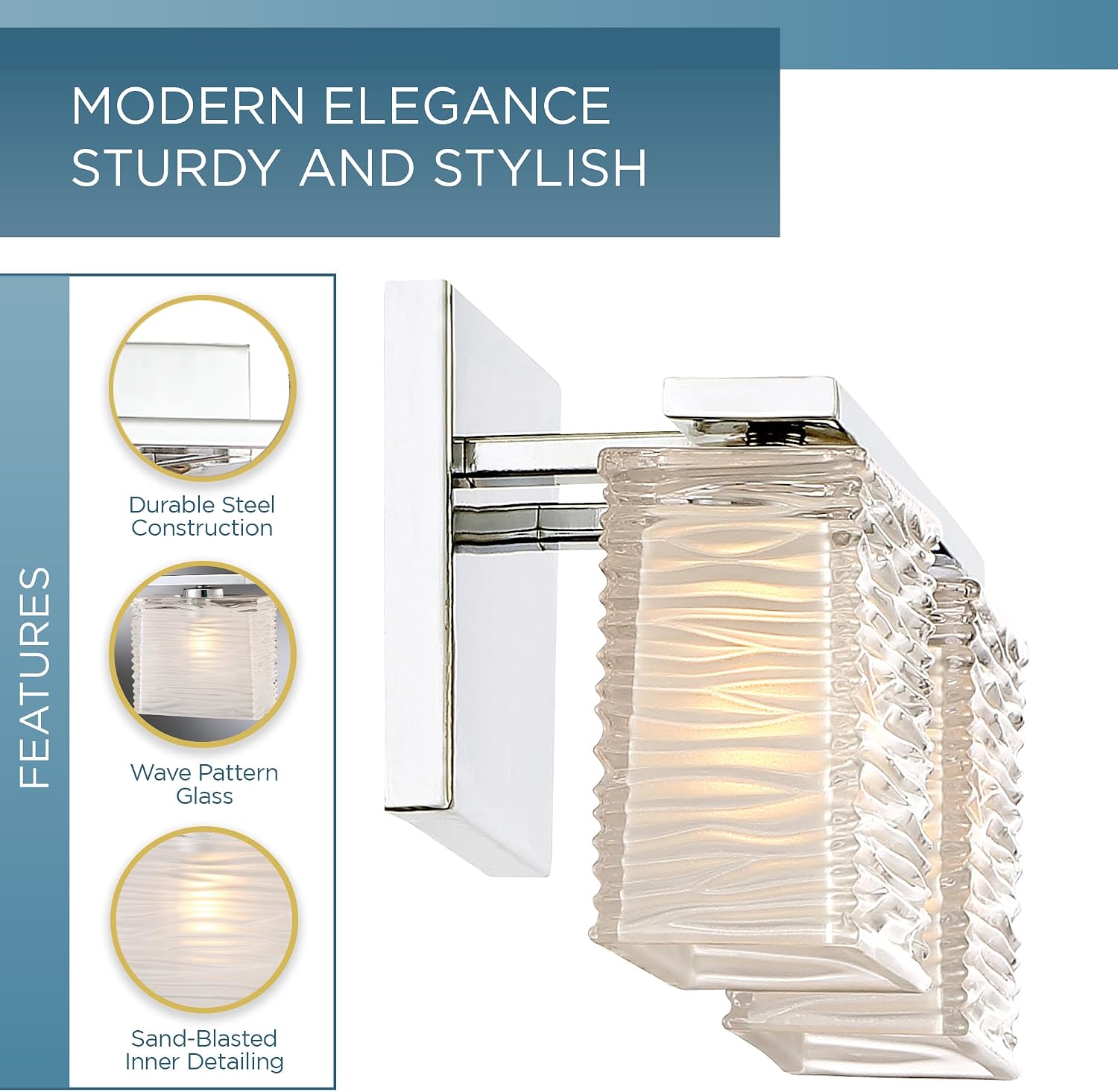 Quoizel Westcap Modern Vanity Lights, 2-Light, 15 Inch Polished Chrome Bathroom Lighting Fixtures Over Mirror, Sandblasted Glass, G9 Bulb, Transitional Wall Light for Bathrooms, Kitchen or Hallway