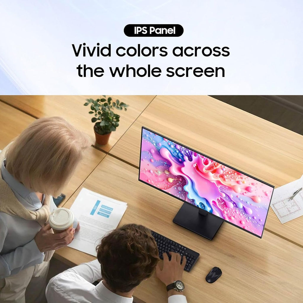 Samsung 27 inch IPS FHD (1920 x 1080) Monitor, S3 Series, 100Hz Refresh Rate, AMD FreeSync, Flicker-Free, Game Mode, Eye Care, HDMI & VGA, Ergonomic Design, VESA Mountable, Tilt Adjustment, Black