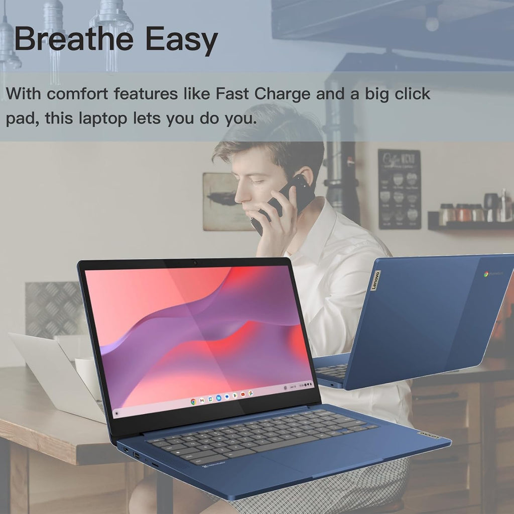 Lenovo 14'' FHD Touchscreen Slim 3 Chromebook Laptop for Business Student, 8-Core MediaTek Kompanio 520, 4GB RAM, 64GB eMMC, 256GB Micro SD Card, Wi-Fi6, Long-Battery Life, Chrome OS