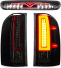 LED Tail Light Assembly + 3rd Brake Light Fit for Chevy Silverado 1500 2500 HD 3500 HD 2007-2014, for GMC Sierra 3500 HD 2008-2014 with Dual Wheel Only, 3Pcs, Smoke Lens