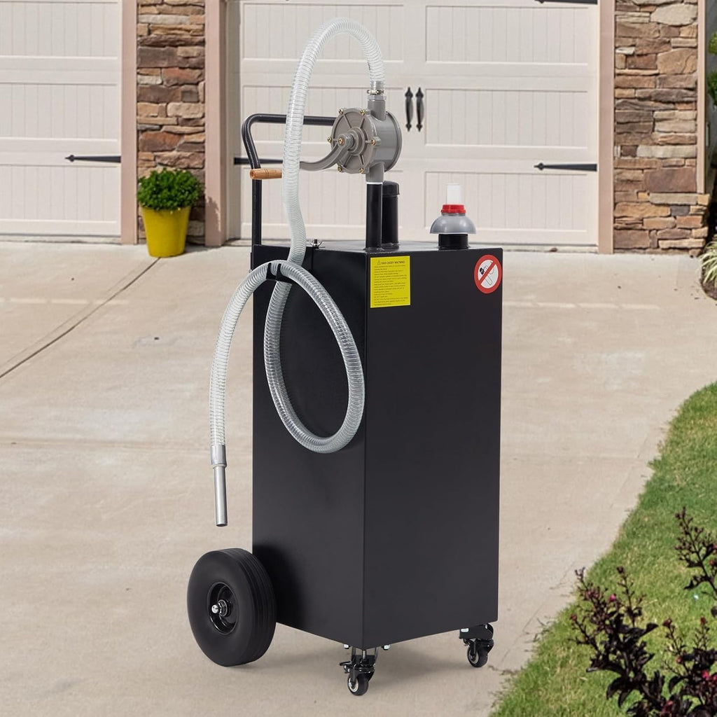 Gas Can 50 Gallon, Portable Fuel Tank with Manual Transfer Pump on, Diesel Fuel Can for Gasoline and Diesel, Compatible with Cars, Lawn Mowers, ATVs, Boats, More