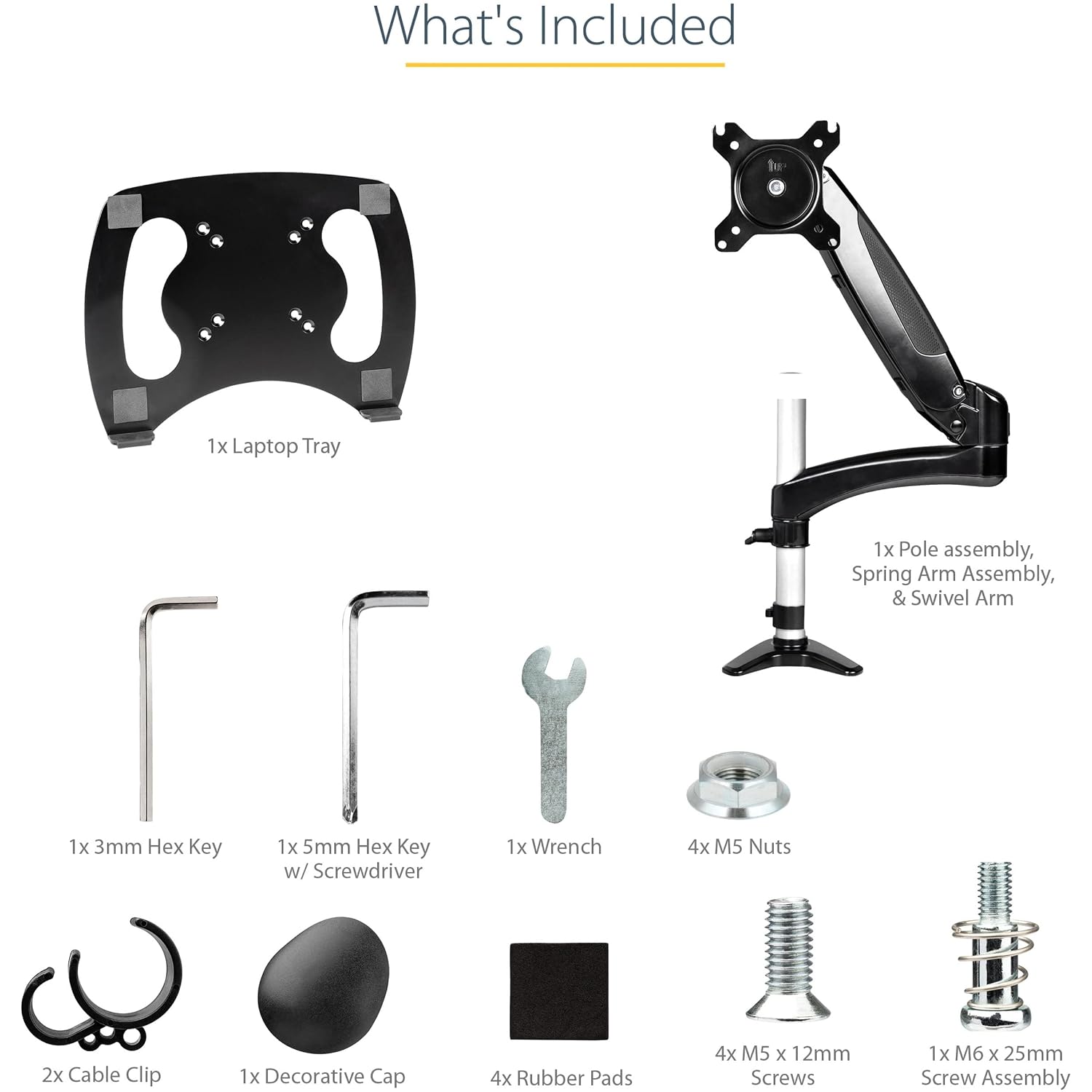 StarTech.com Desk Mount Laptop Arm, Articulating Arm for Laptop or Single Monitor up to 34' (17.6lb/8kg), VESA Tray Bracket, Ergonomic Adjustable Stand, Desk & Grommet Clamp
