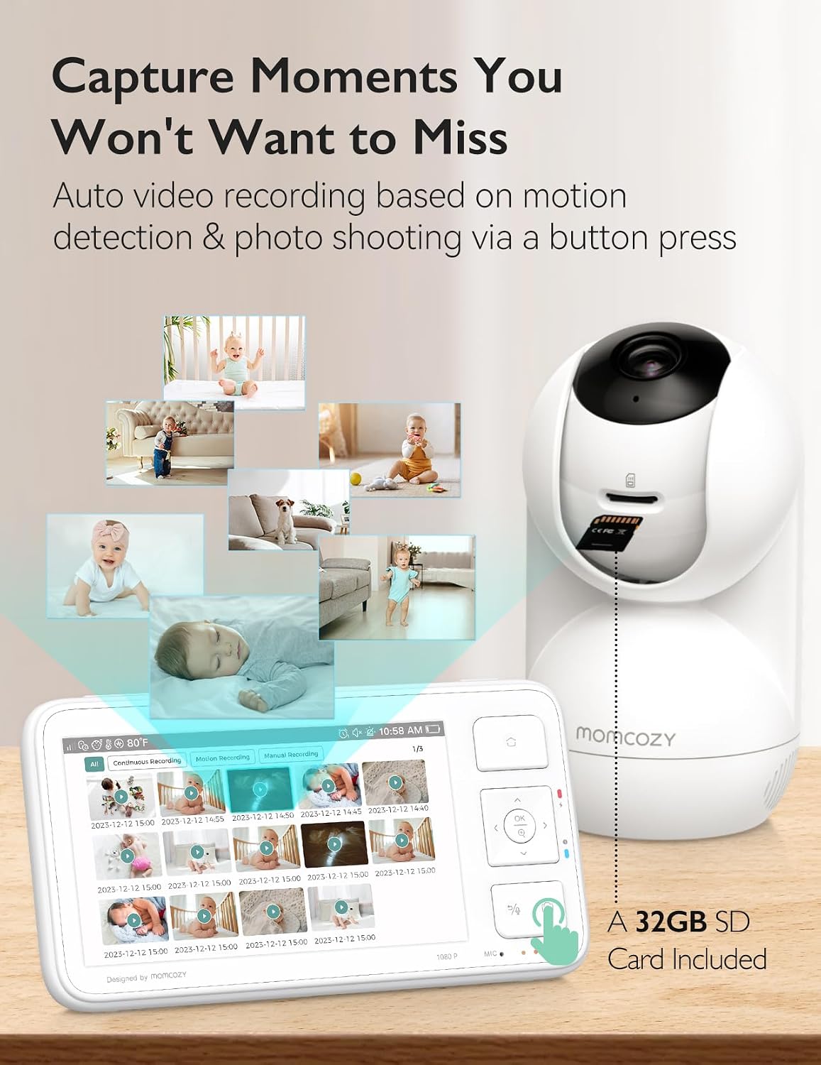 Momcozy Video Baby Monitor 5.5' 1080P Full HD with Camera No WiFi Baby Monitor BM03 Add-On Camera Unit