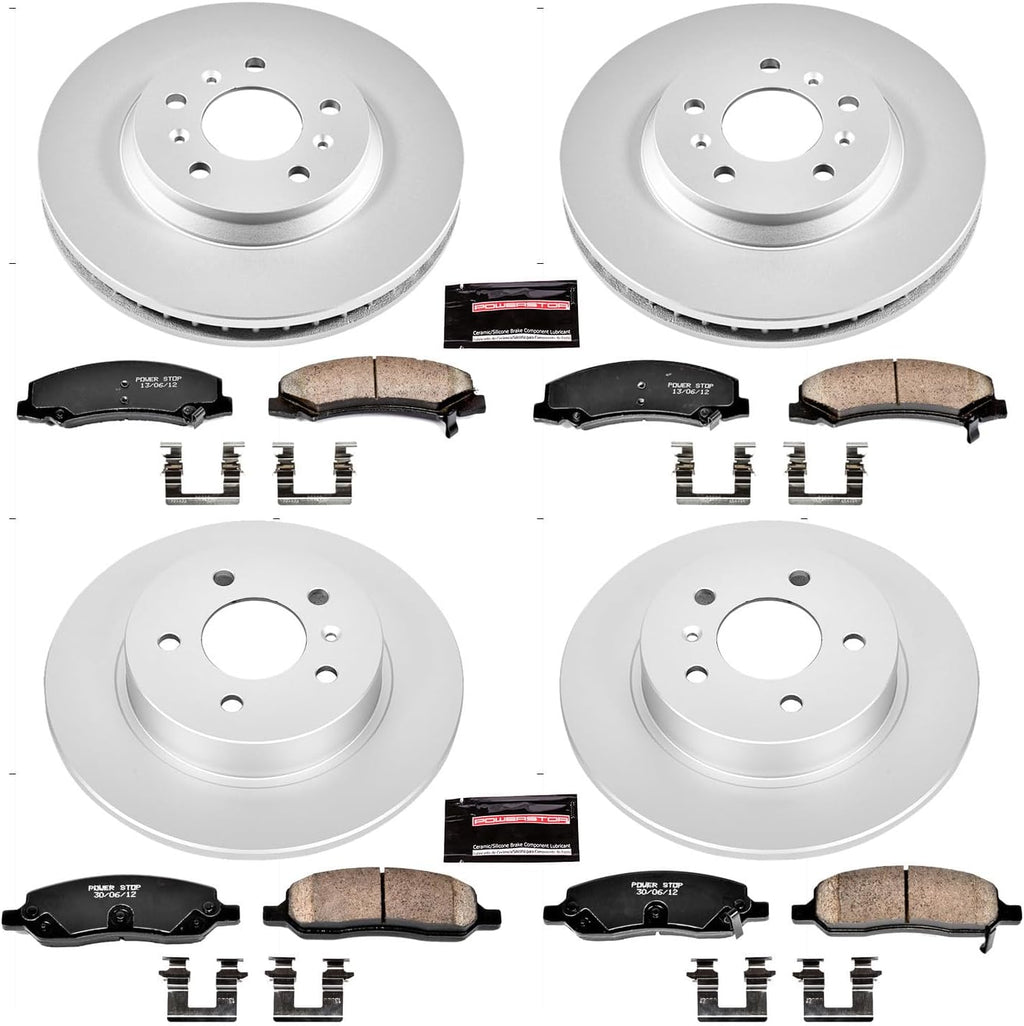 PowerStop Front and Rear Brake Kit for Buick Lucerne 2006-11 - Fully-Coated Disc Rotors with Z17 Ceramic Brake Pads Replacement, CRK4096