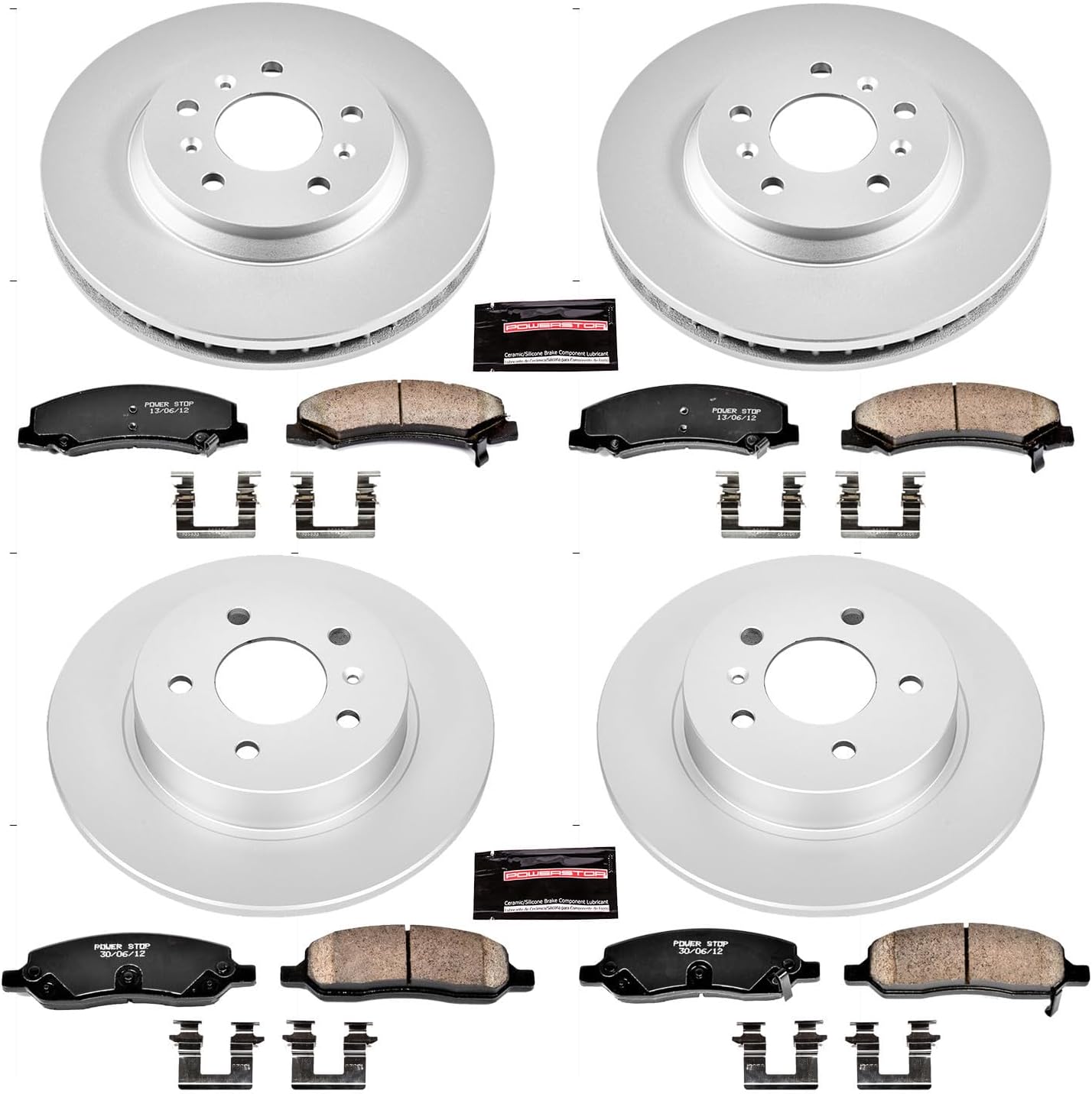 PowerStop Front and Rear Brake Kit for Buick Lucerne 2006-11 - Fully-Coated Disc Rotors with Z17 Ceramic Brake Pads Replacement, CRK4096