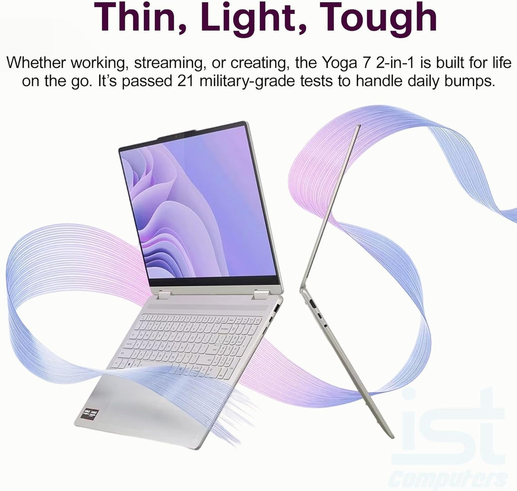 Lenovo Yoga 7 2-in-1 Copilot+ Laptop 16.0' Touch IPS WUXGA Display (AMD Ryzen AI 5 340 (Up to 50 Tops), 16GB LPDDR5X, 1TB SSD, Backlit KB, FP, WiFi 7, HD Webcam, Win 11 Pro) with DKZ USB Port Expander