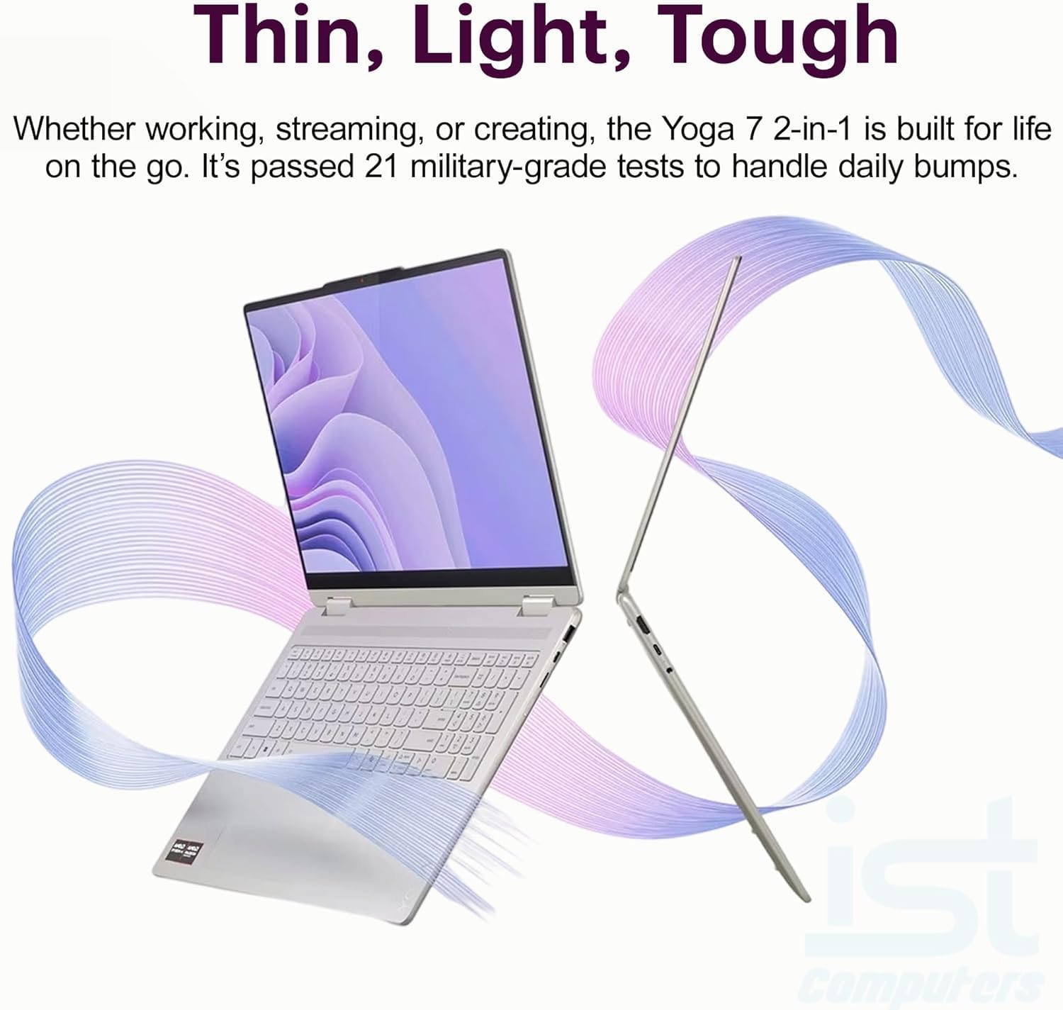 Lenovo Yoga 7 2-in-1 Copilot+ Laptop 16.0' Touch IPS WUXGA Display (AMD Ryzen AI 5 340 (Up to 50 Tops), 16GB LPDDR5X, 1TB SSD, Backlit KB, FP, WiFi 7, HD Webcam, Win 11 Pro) with DKZ USB Port Expander