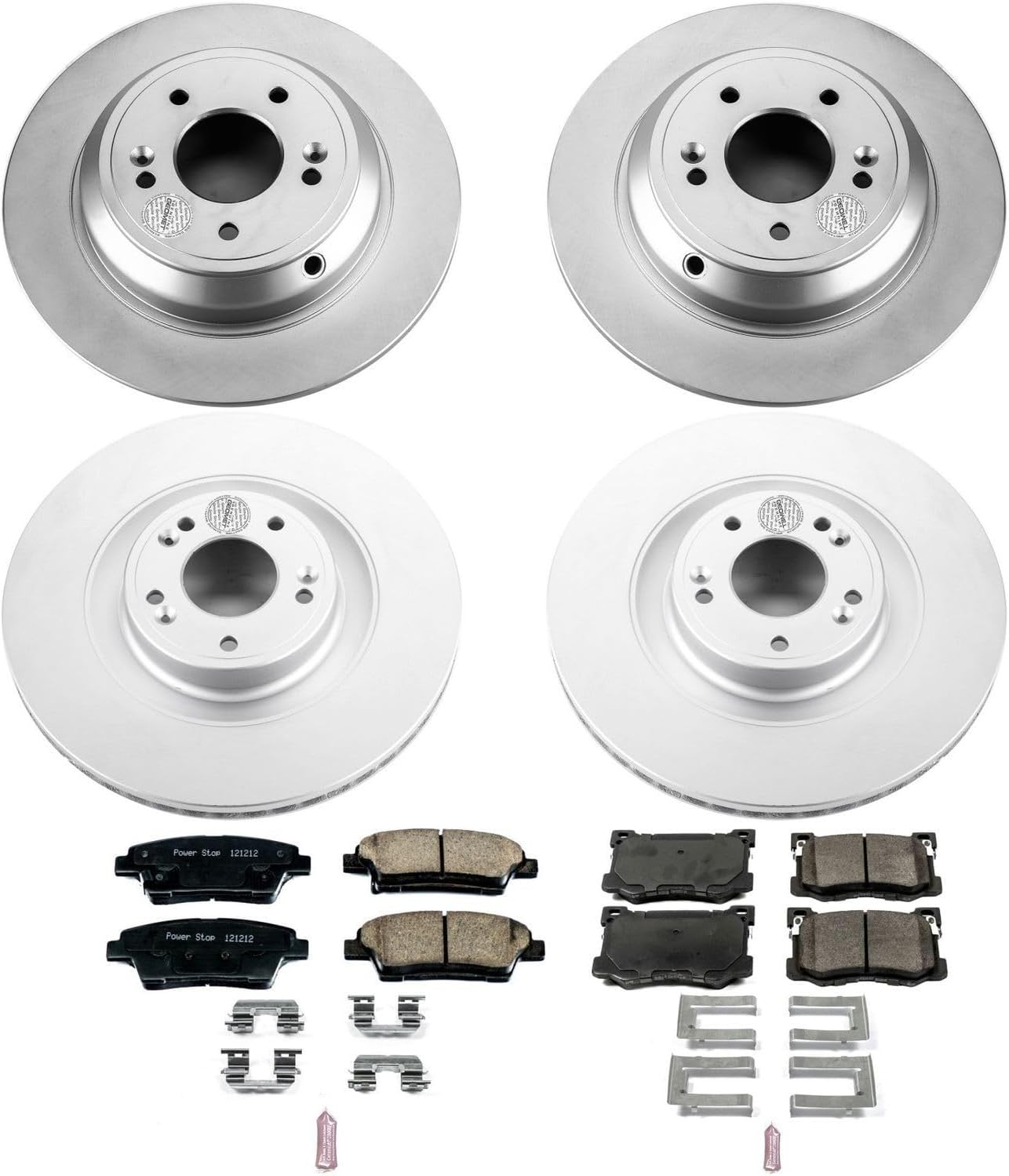 PowerStop Front and Rear Brake Kit for Hyundai Genesis 2015-16 | Kia K900 2015-17 - Fully-Coated Disc Rotors with Z17 Ceramic Brake Pads Replacement, CRK7029