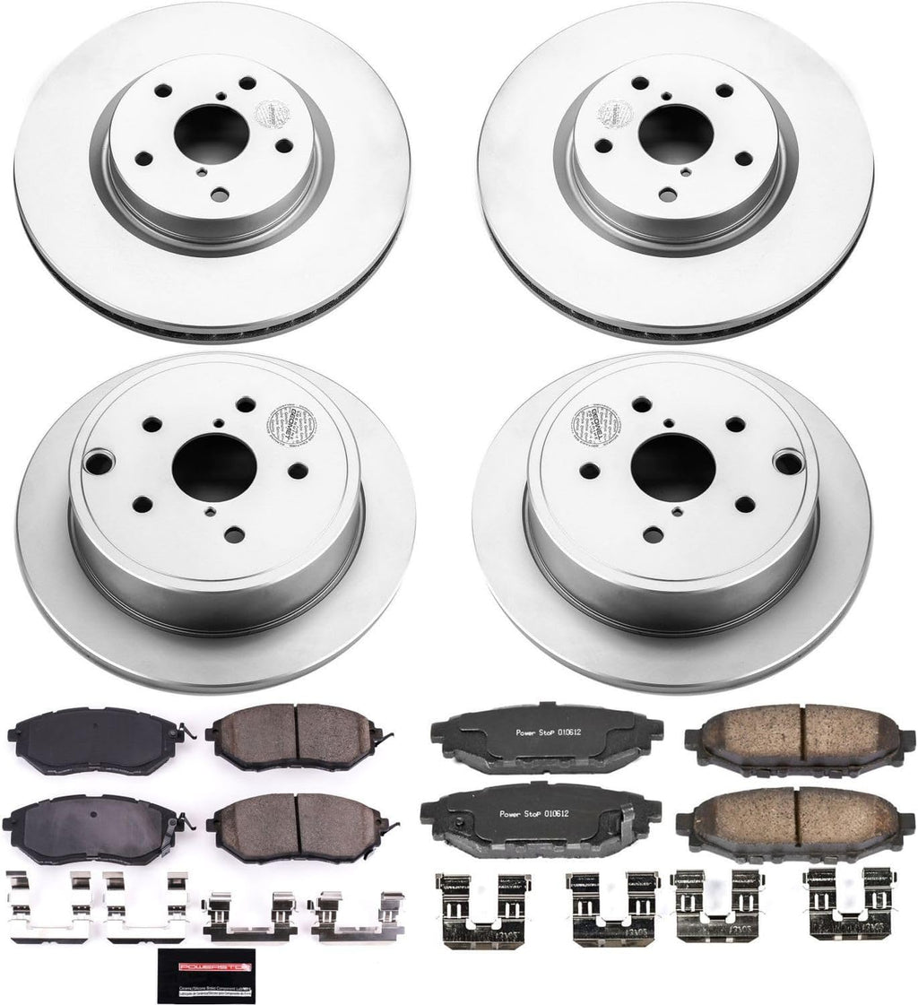 PowerStop Front and Rear Brake Kit for Subaru WRX 2015-21 - Fully-Coated Disc Rotors with Z17 Ceramic Brake Pads Replacement, CRK6932