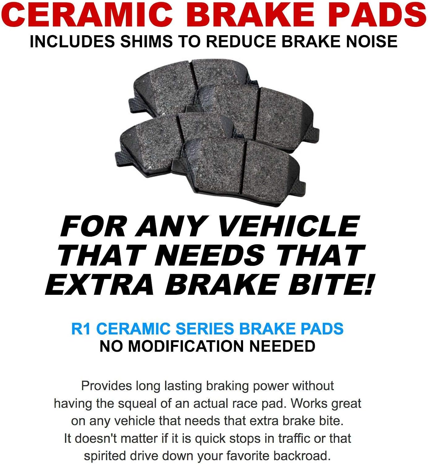 R1 Concepts Front and Rear Brake Kit Fits 2007-2020 Cadillac Escalade, Chevrolet Tahoe, GMC Yukon| Ceramic Pads, Drilled Slotted Rotors| Hardware| 13.0' Front & 13.6' Rear