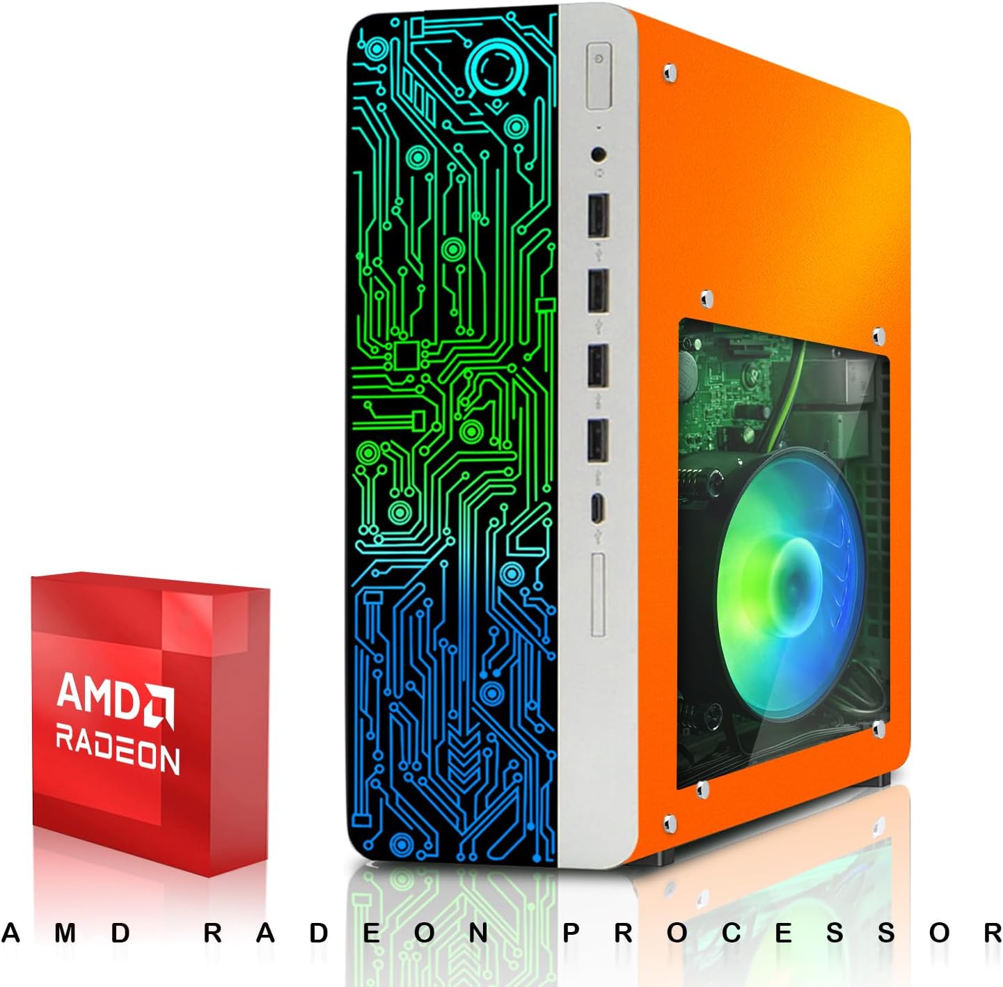 HP Desktop Computer PC Phoenix AMD A10-9700, 16GB RAM, 512GB SSD, Dual 24 Inch Curved Monitor, RGB KBM with AI Copilot, WiFi, RGB Soundbar, Windows 11 (Renewed)
