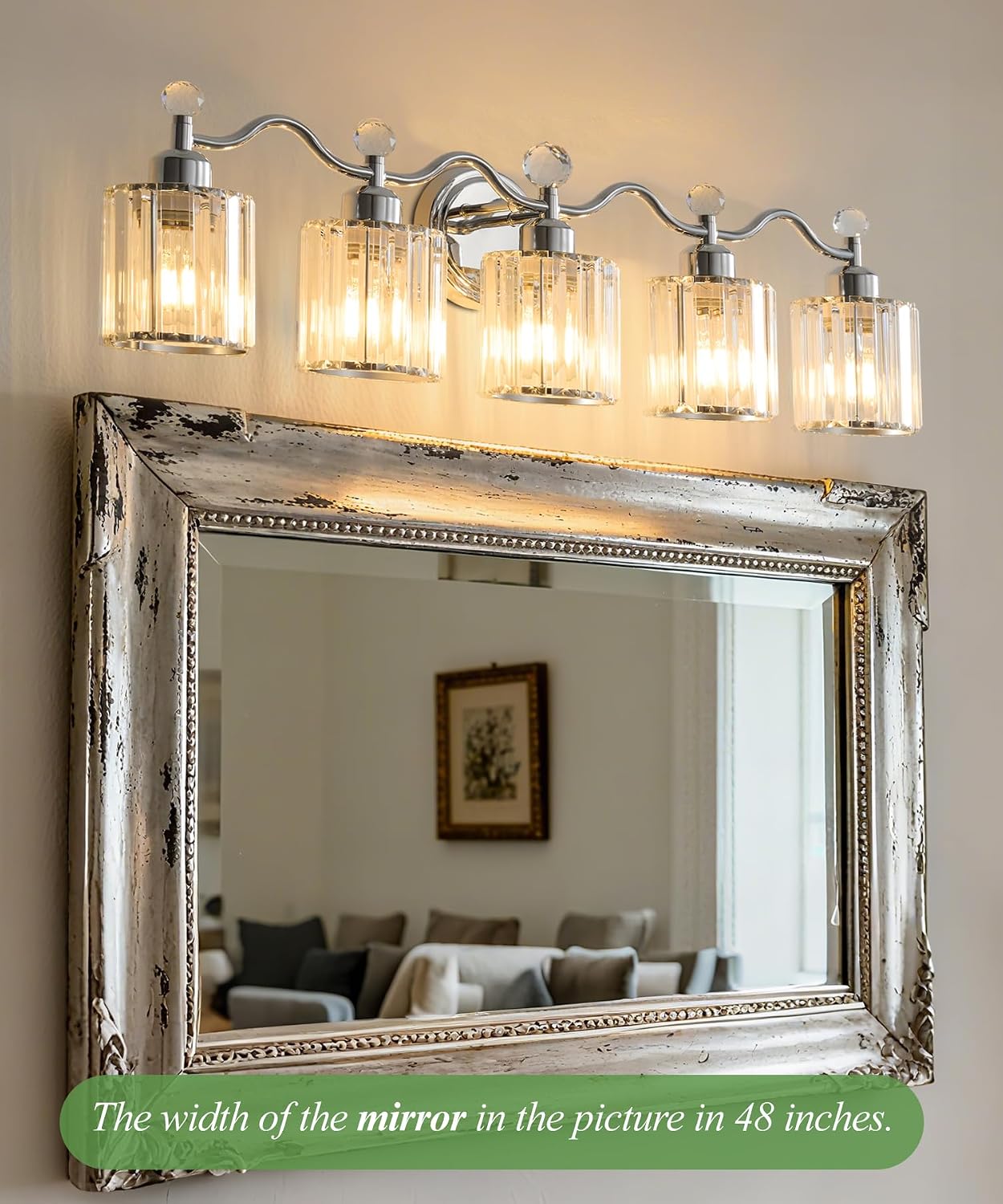 Bathroom Vanity Light, Modern Crystal Bathroom Ligth Fixture, Chrome 5 Light Vanity Lights, Light Fixtures Above Mirror, Wall Lamp for Mirror Living Room Cabinet Bedroom Porch
