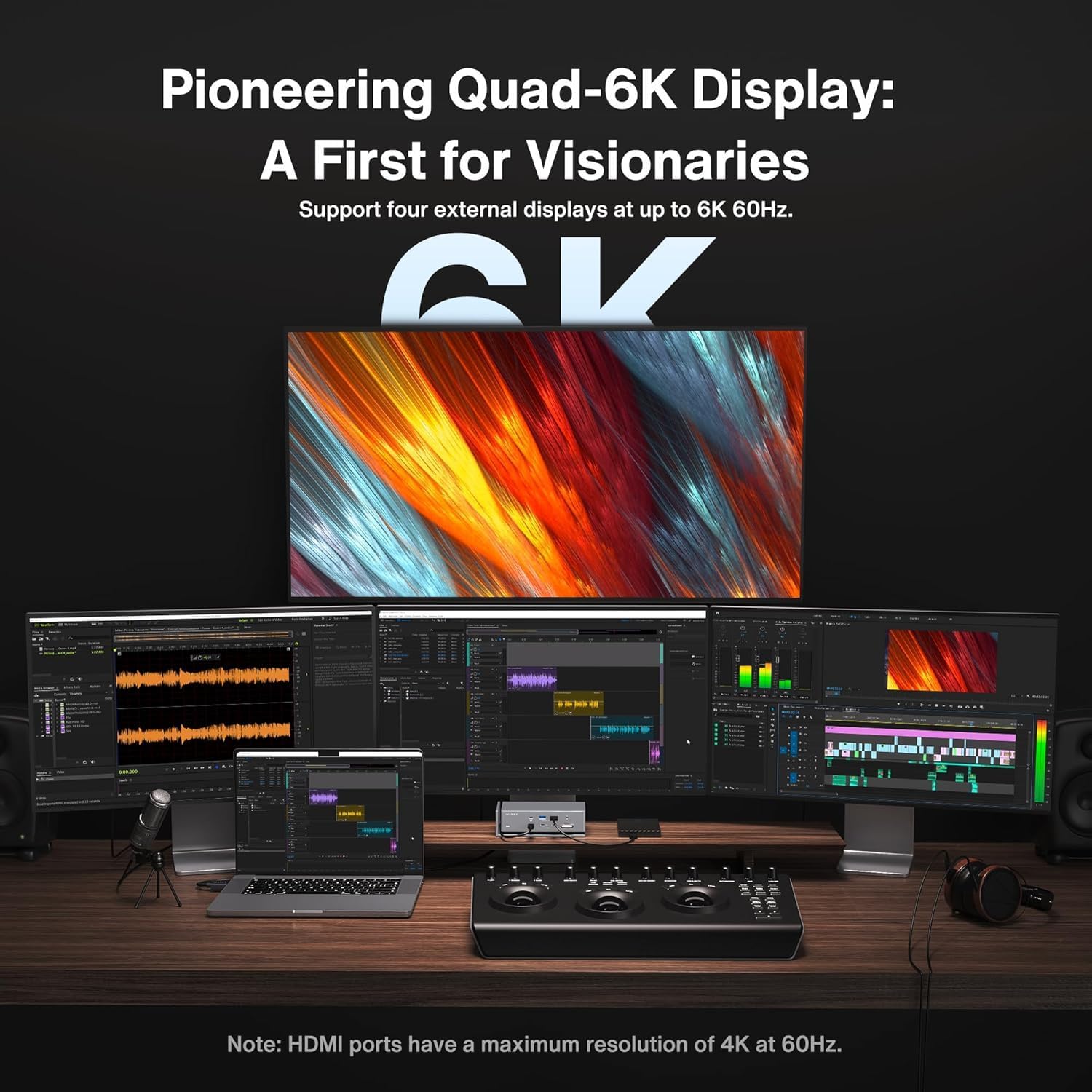 iVANKY FusionDock Max 1 Dual Thunderbolt 4 Chips, 20-in-1 Quad 6K@60Hz Monitor MacBook Docking Station, 40Gbps Dock for Mac M1/M2/M3 Pro/Max, 2HDMI 2.0, 96W PD, 10Gbps USB, 2.5 GbE