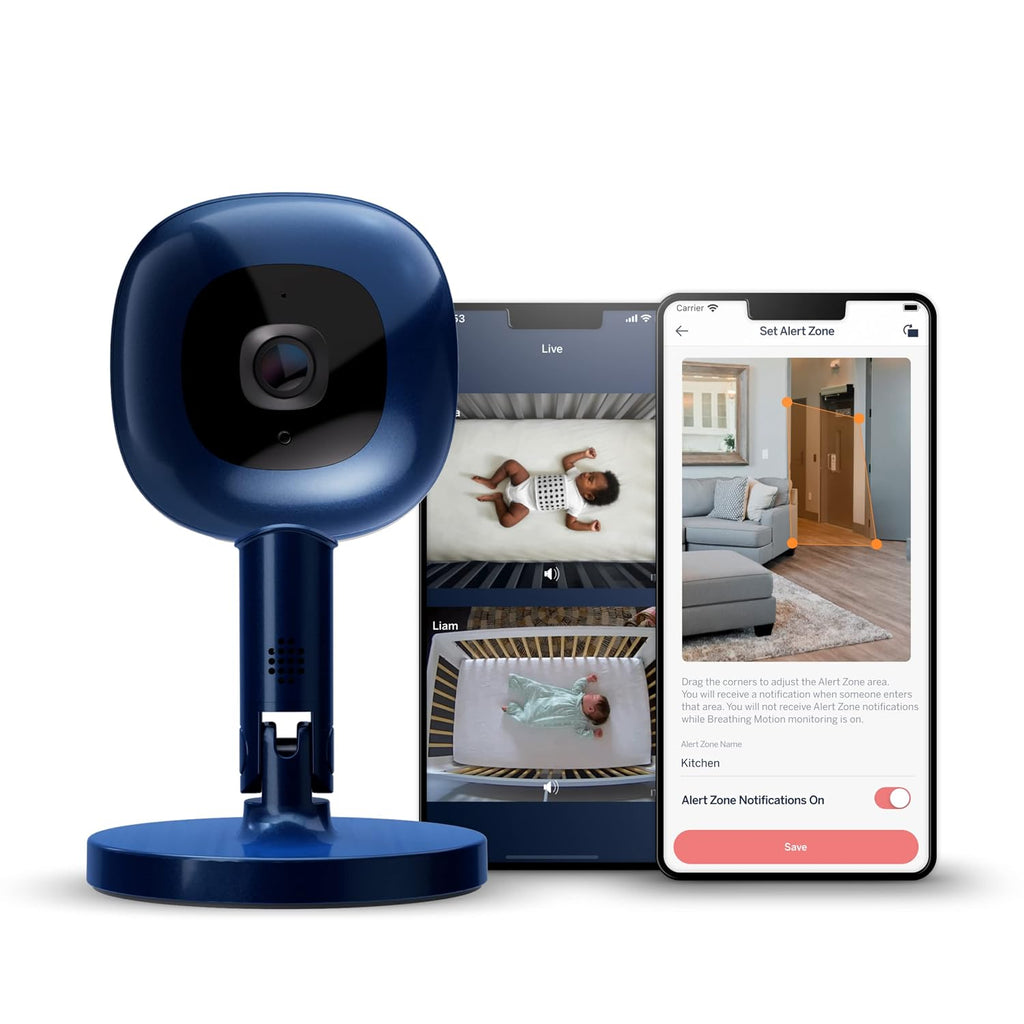 Nanit Pro Smart Baby Monitor & Flex Stand - 1080p Secure Wi-Fi Video Camera, Sensor-Free Sleep & Breathing Motion Tracker, 2-Way Audio, Sound & Motion Alerts, Night Vision, and Breathing Band - Blue