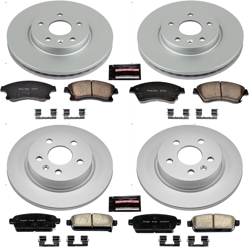 PowerStop Front and Rear Brake Kit for Chevrolet Cruze 2011-15 |Cruze Limited 2016 |Sonic 2013-16 - Fully-Coated Disc Rotors with Z17 Ceramic Brake Pads Replacement, CRK5551