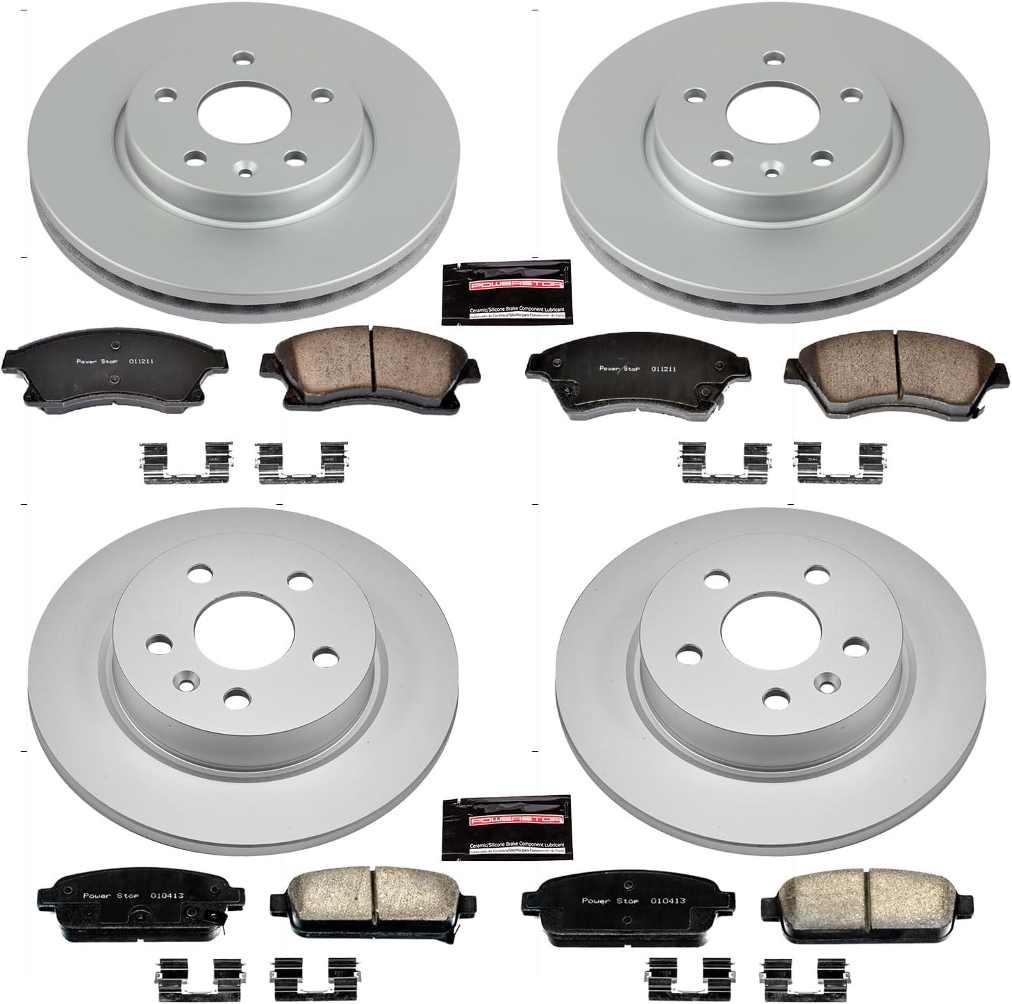 PowerStop Front and Rear Brake Kit for Chevrolet Cruze 2011-15 |Cruze Limited 2016 |Sonic 2013-16 - Fully-Coated Disc Rotors with Z17 Ceramic Brake Pads Replacement, CRK5551