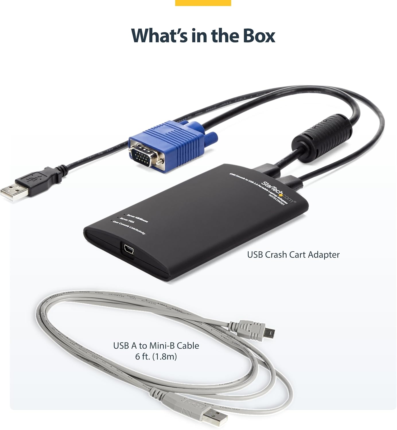 StarTech.com Portable Laptop Crash Cart Adapter for Server Management, USB/VGA KVM Console, Windows/Linux/MacOS - TAA