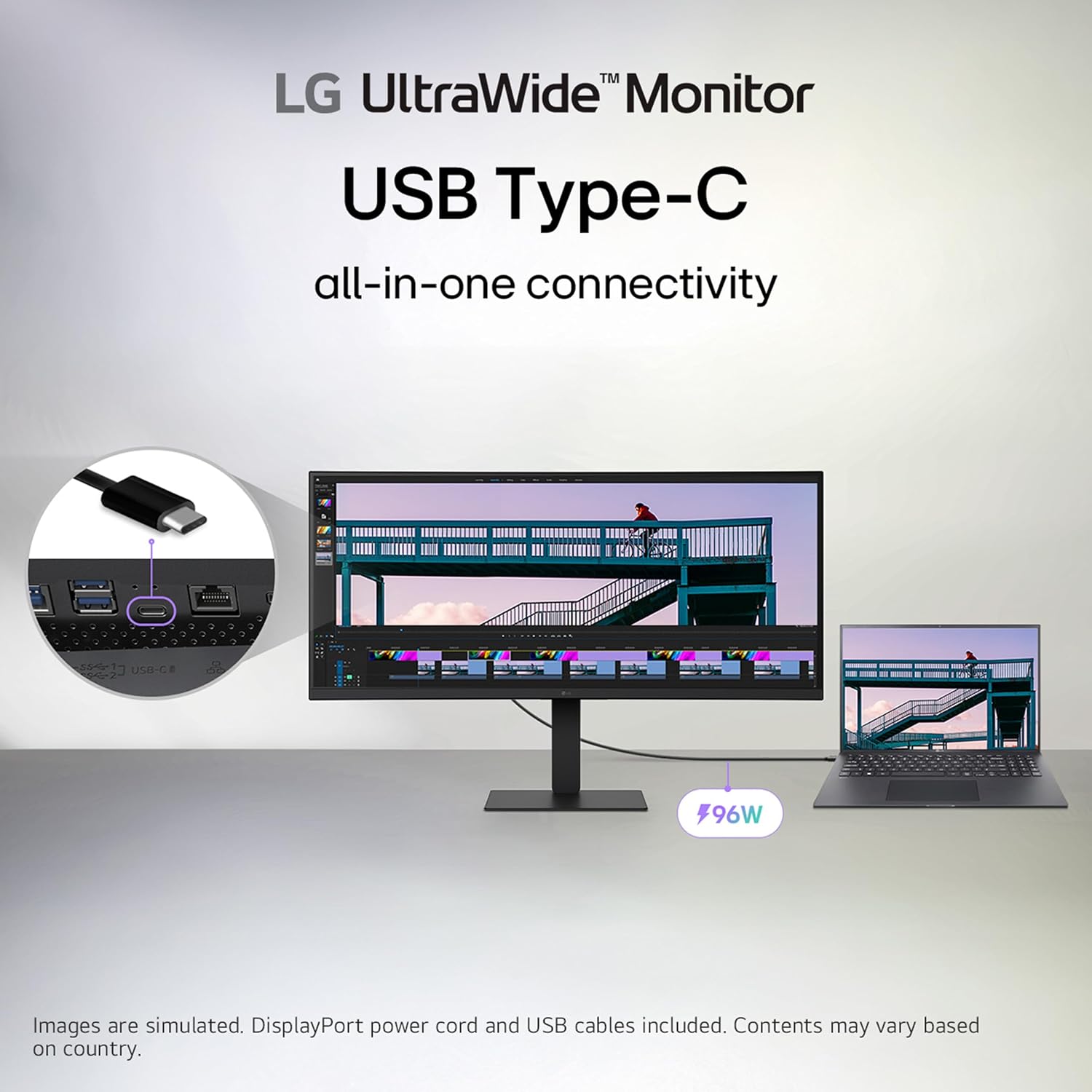LG 34U650A-B 34-inch UltraWide WQHD (3440 x 1440) IPS Curved Wide Computer Monitor, 100Hz, HDR10, Built-in Speaker, HDMI, DisplayPort, USB Type-C PD 96W, Tilt/Height/Swivel Adjustable Stand, Black