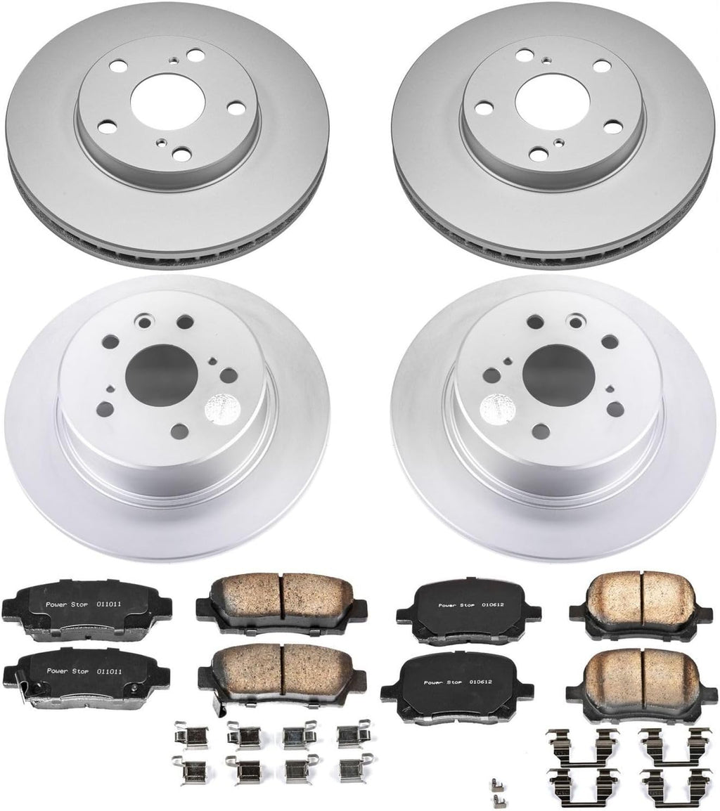 PowerStop Front and Rear Brake Kit for Toyota Avalon 1998-99 - Fully-Coated Disc Rotors with Z17 Ceramic Brake Pads Replacement, CRK6345