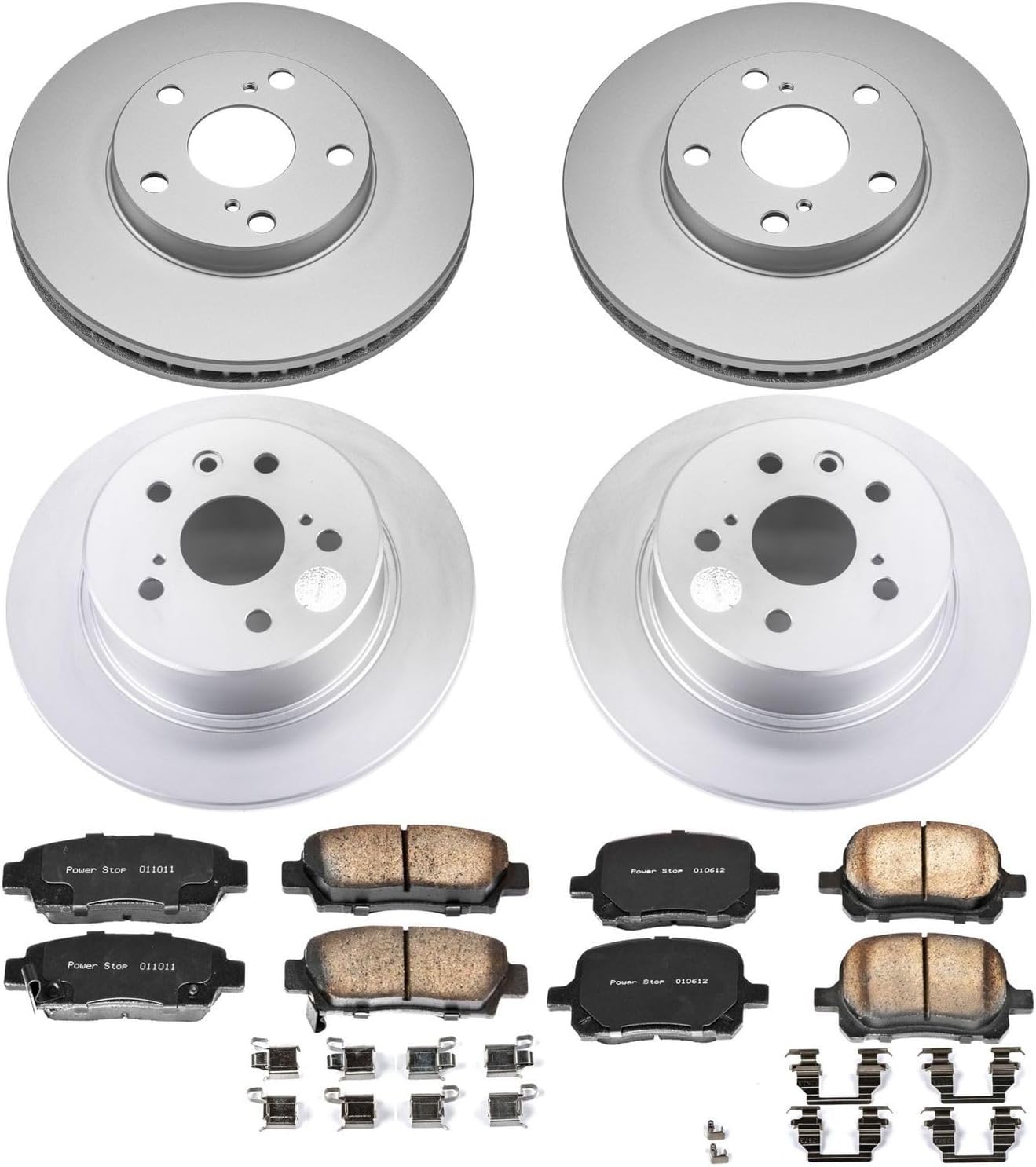 PowerStop Front and Rear Brake Kit for Toyota Avalon 1998-99 - Fully-Coated Disc Rotors with Z17 Ceramic Brake Pads Replacement, CRK6345
