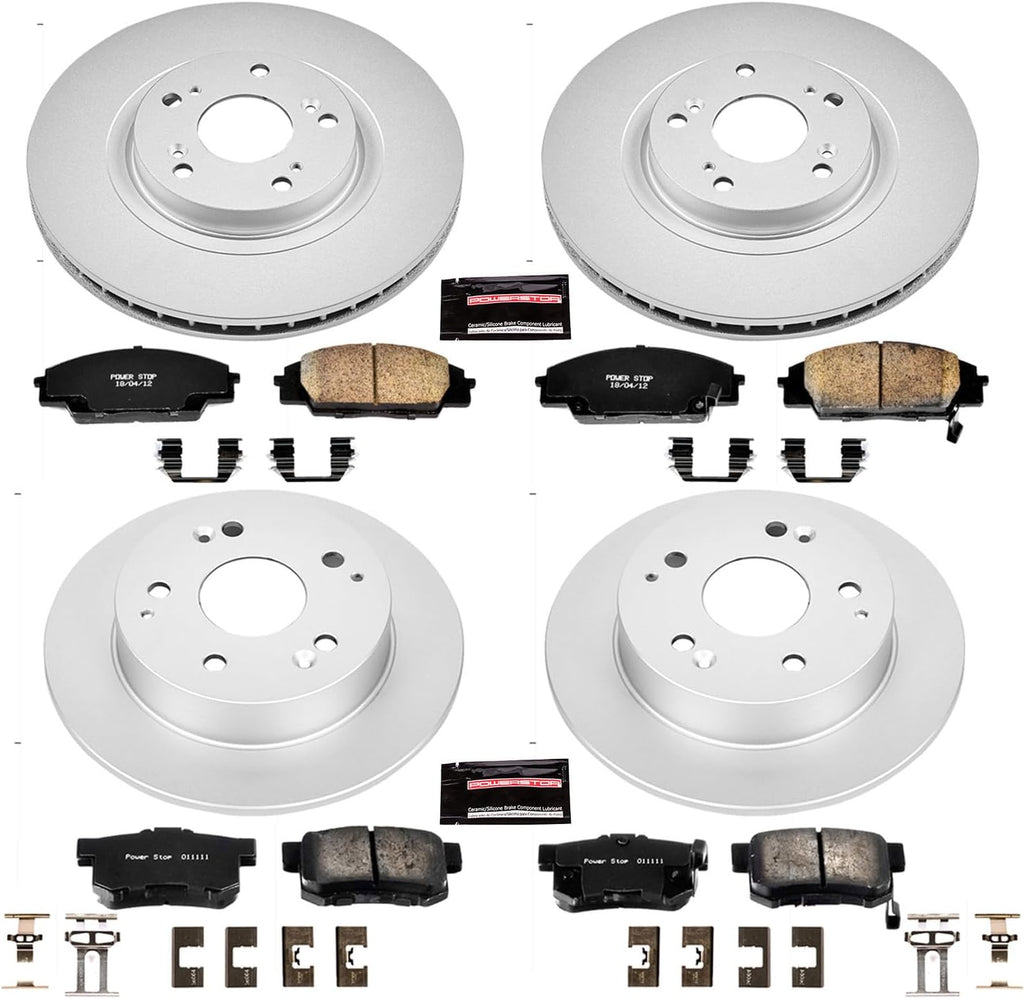 PowerStop Front and Rear Brake Kit for Acura RSX 2002-06 - Fully-Coated Disc Rotors with Z17 Ceramic Brake Pads Replacement, CRK2441