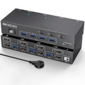 KVM Switch 2 Monitors 3 Computers, Share 4 USB Ports, USB3.0 KVM Switch for Keyboard Mouse Printer Support 4K@60HZ, Dual Monitor Kvm Switcher Support Extended & Duplicate