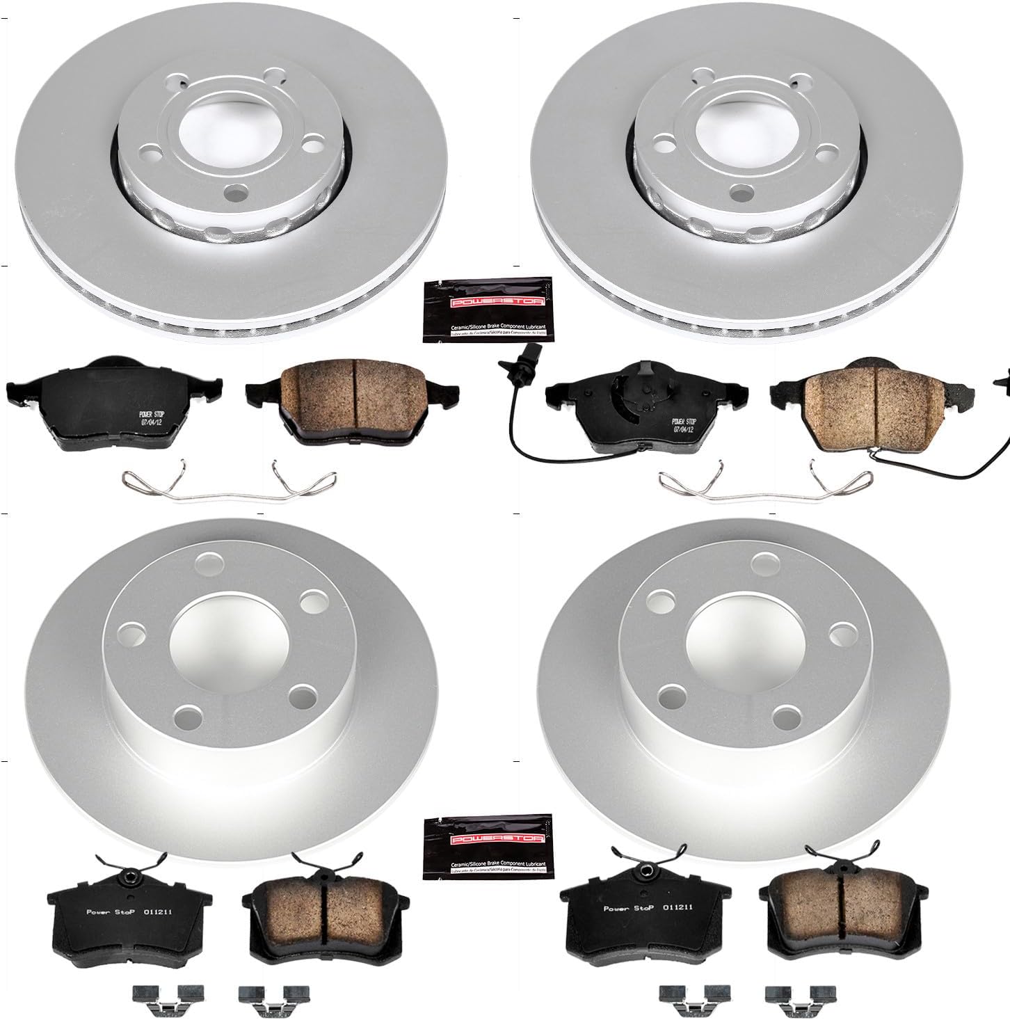 PowerStop Front and Rear Brake Kit for Audi A6 1998-01 | Volkswagen Passat 1999-05 - Fully-Coated Disc Rotors with Z23 Carbon-Fiber Ceramic Brake Pads Upgrade, CRK529