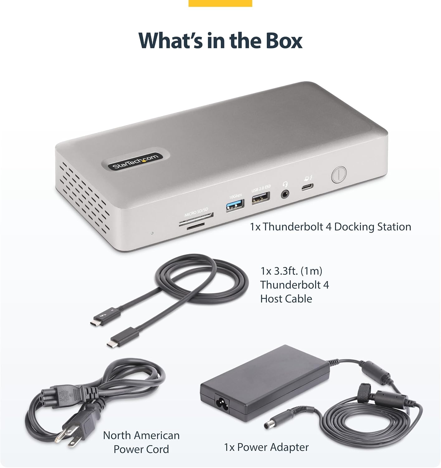 StarTech.com Thunderbolt 4 Dock - Dual 4K MacBook Pro and M4 Air, Quad Monitor 4K Windows, 16 Port 40Gbps Laptop Docking Station with 100W Charging, 2 x HDMI, 2 x DisplayPort (132N-TB4USB4DOCK)