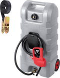 Portable Gas Fuel Tank 15 Gallon W/Casters,Portable Fuel Tank With Fluid Transfer Siphon Pump&10ft Delivery Hose,Diesel Storage Can On-Wheels for Cars, Lawn Mowers,Boats,Container Caddy Can