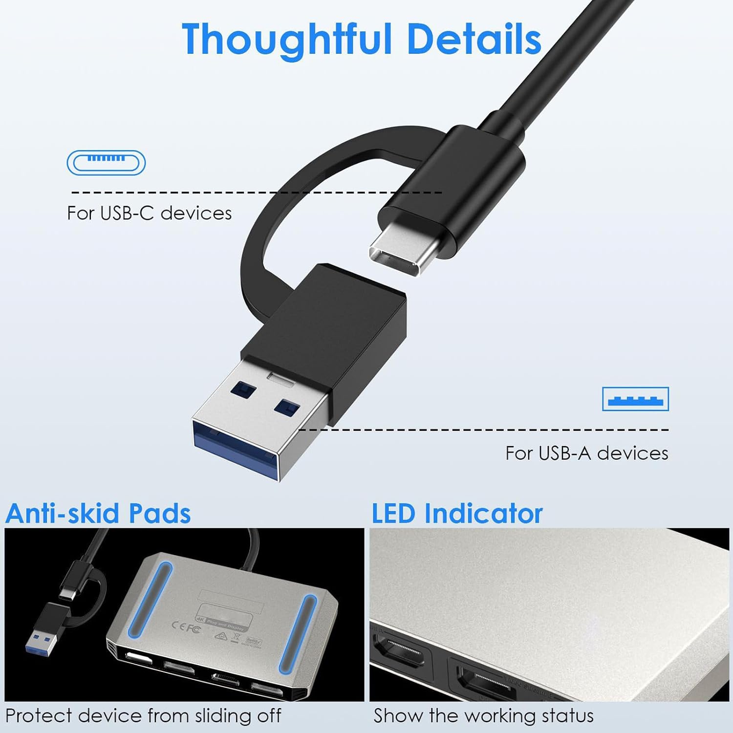 GOWENIC USB C USB 3.0 to Dual 4K DisplayPort HD Adapter 4K 60Hz DisplayPort Splitter, Monitor Splitter Extended Display for Dual Monitor, to Converter