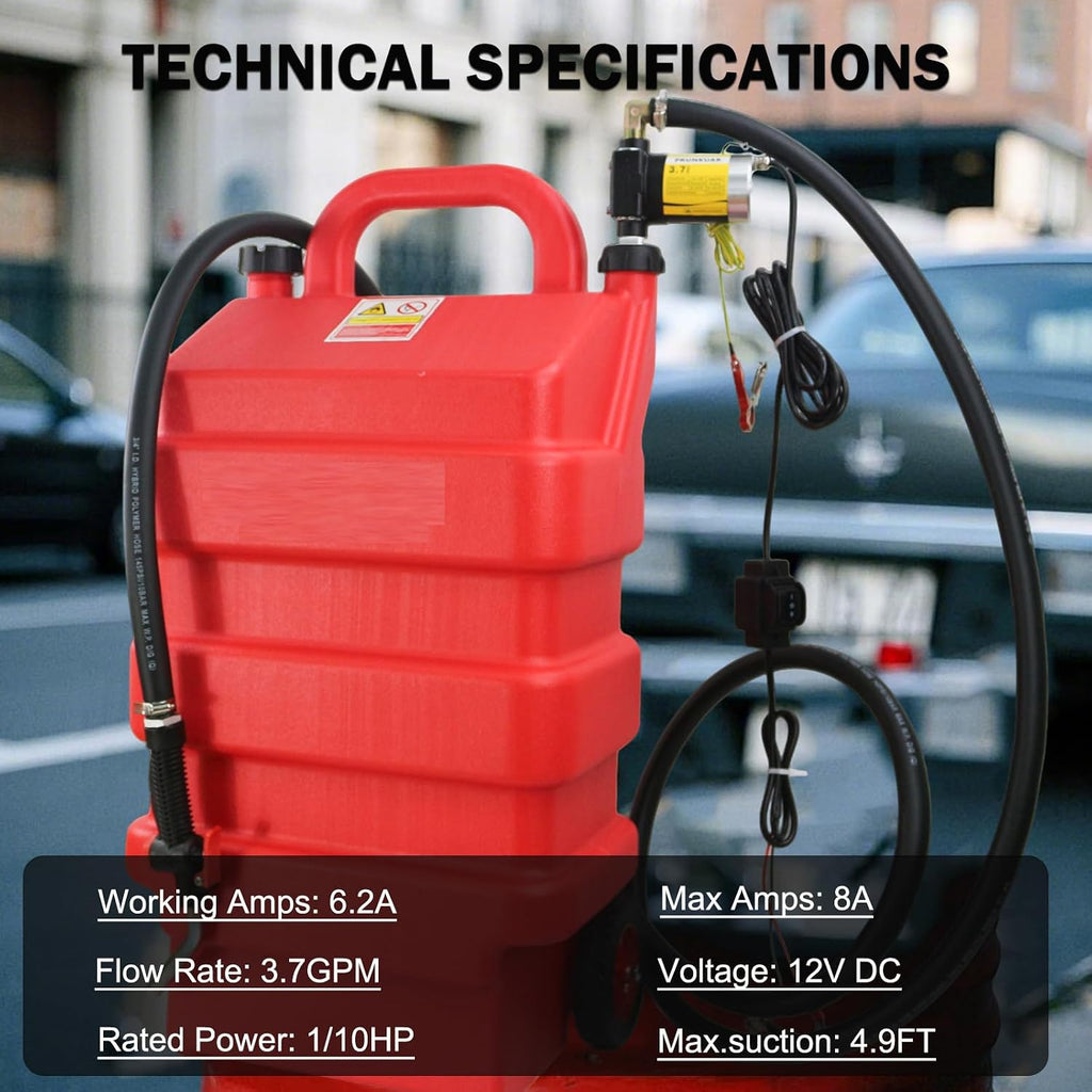 16 Gallon Fuel Caddy Diesel Transfer Tank with 12V DC Automatic Gasoline Fuel Transfer Pump with Forward and Reverse Pumping for Gasoline, Diesel, Kerosene & More