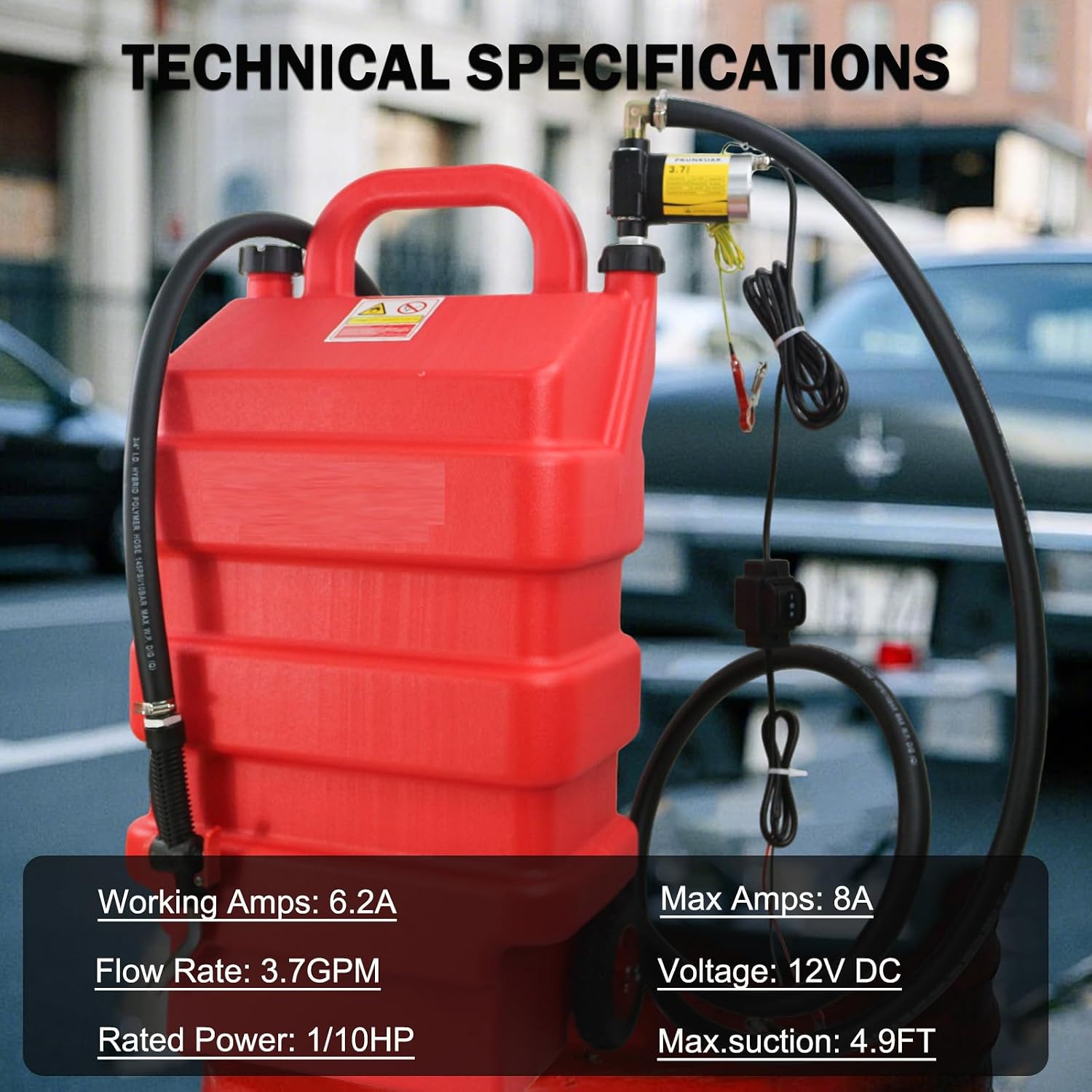 16 Gallon Fuel Caddy Diesel Transfer Tank with 12V DC Automatic Gasoline Fuel Transfer Pump with Forward and Reverse Pumping for Gasoline, Diesel, Kerosene & More