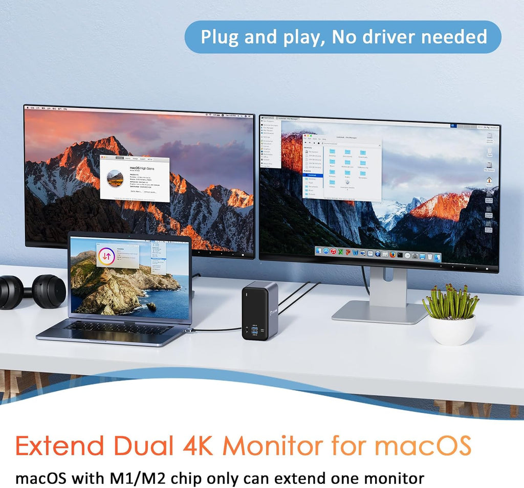 USB C Docking Station Dual Monitor for MacBook Pro, 16 in 2 USB C Laptop Docking Station Dual Monitor HDMI for MacBook Pro/Air with 2 4K HDMI Display, 6 USB A,USB C, SD&Micro SD,LAN, 87W PD 3.0