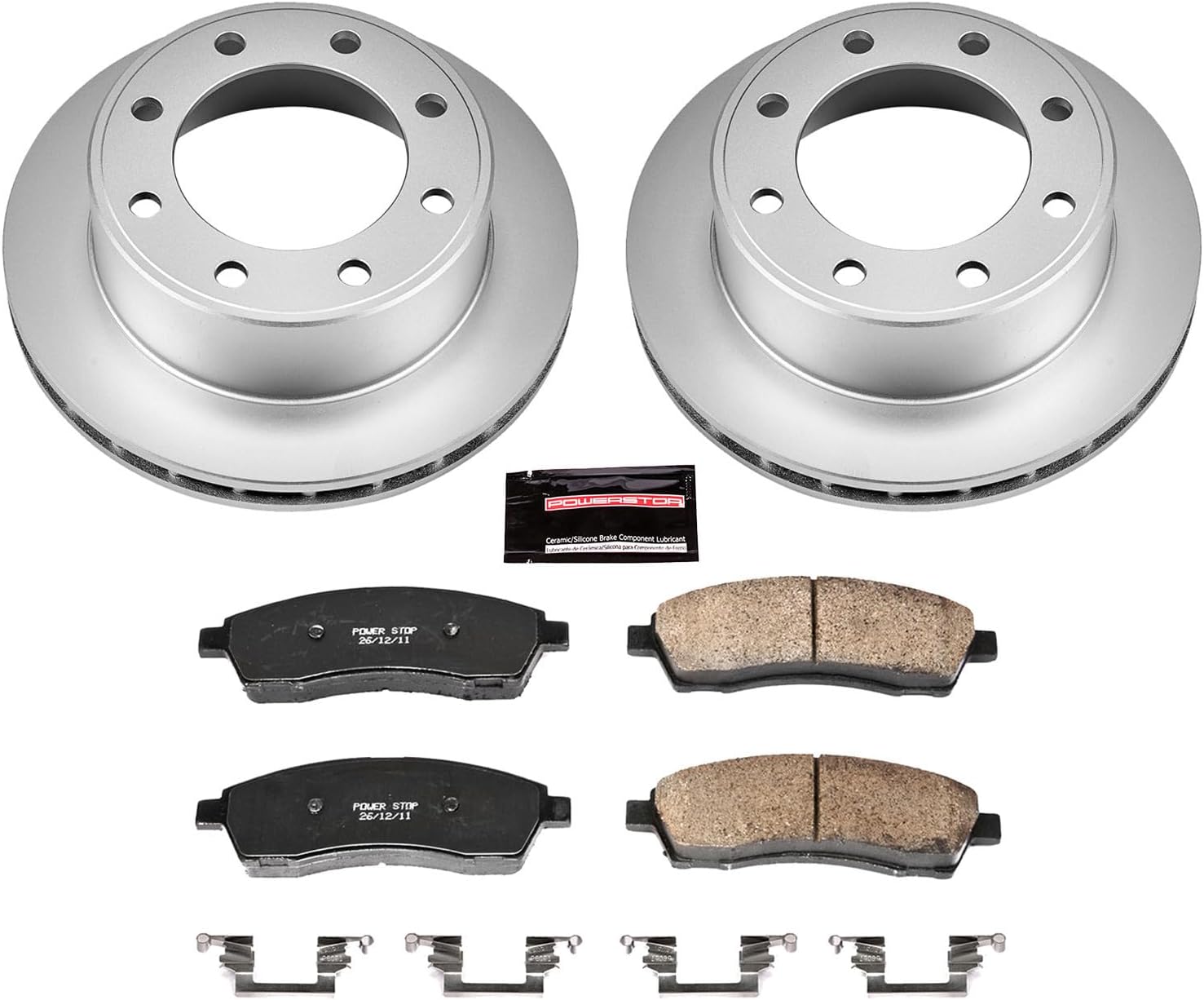 PowerStop Rear Brake Kit for Ford Excursion 2000-05 |F-250 Super Duty 1999-04 |F-350 Super Duty 1999-04 - Fully-Coated Disc Rotors with Z17 Ceramic Brake Pads Replacement, CRK1890