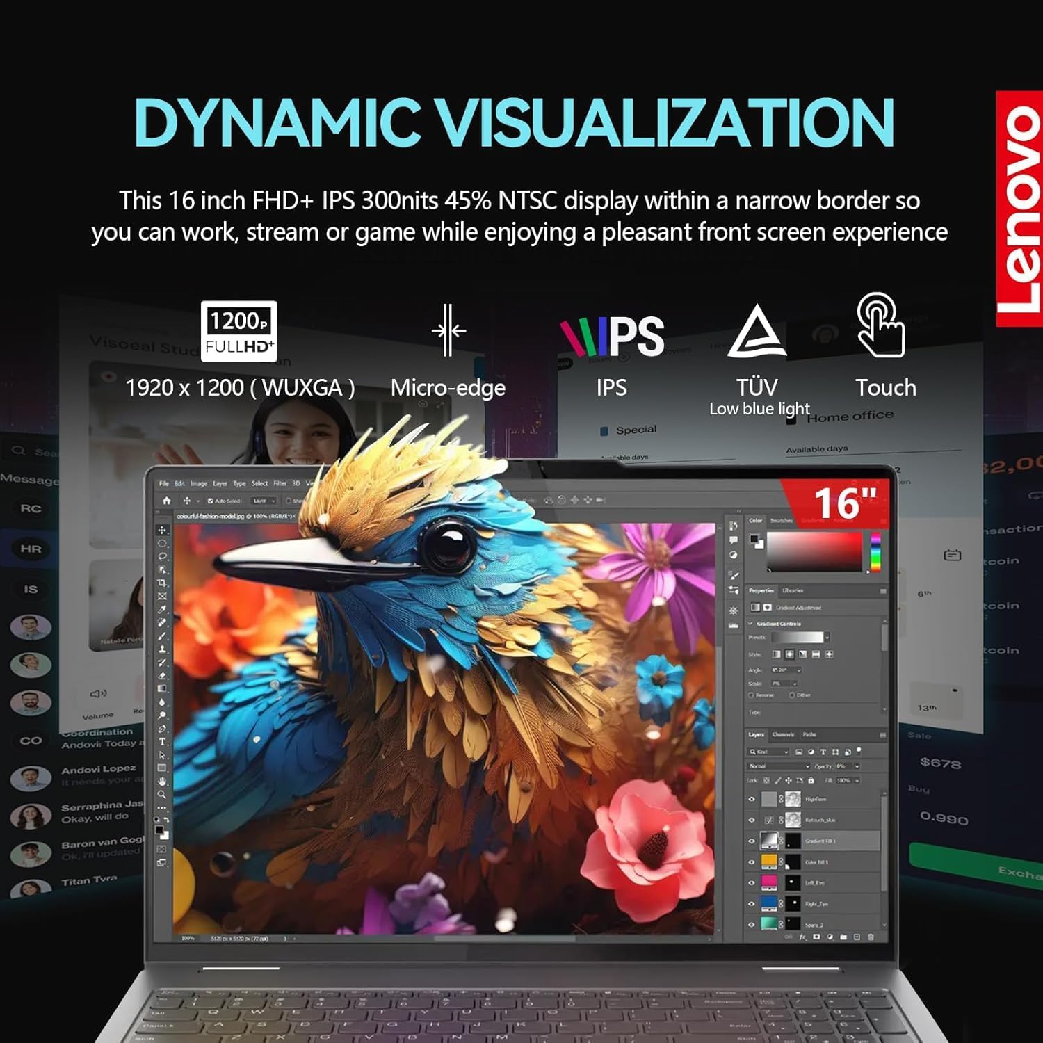 Lenovo Yoga 7i 2 in 1 Laptop Touchscreen, 16' FHD+ 360 Foldable Touch Screen Convertible, Intel Core Ultra 7, Windows 11 Pro, 16GB DDR5 RAM 1TB SSD, Backlit 10-Key, Fingerprint