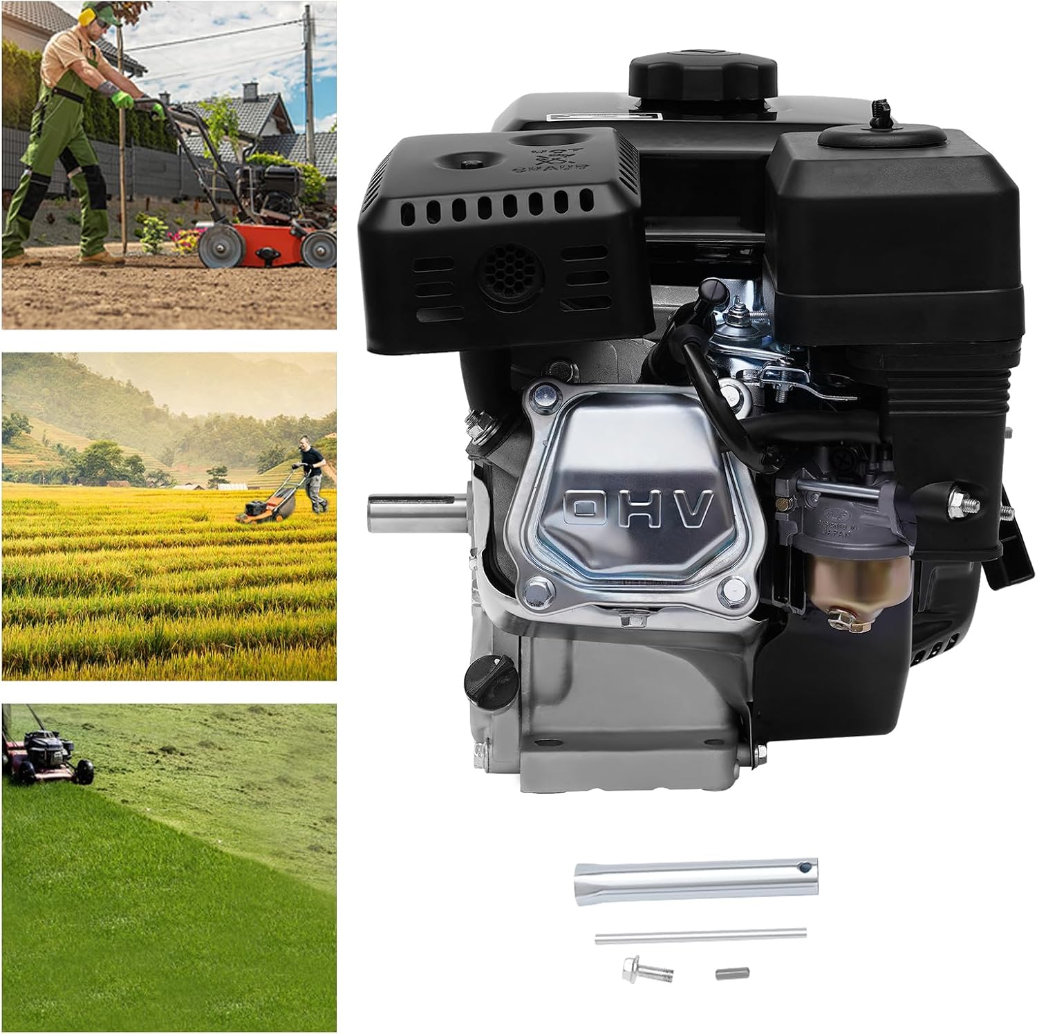 Gas Engine Replacement Fit for Honda GX160, Gas Engine 210cc 4 Stroke 7.5HP Gasoline Engine Pull Start Gas Motor Engine, Go Kart Log Splitter Mini Bike Lawn Mower Generator