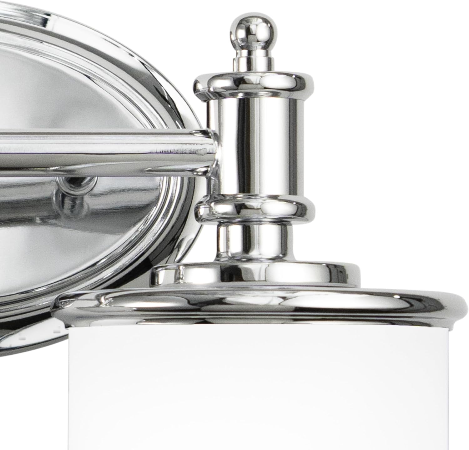 VAXCEL Carlisle 2-Light 13.75 inch Wide Chrome Transitional Bathroom Vanity Lighting Fixture, White Frosted Opal Glass Shade, Dimmable, LED Compatible, Reversible Over The Mirror Mounted Wall Sconce
