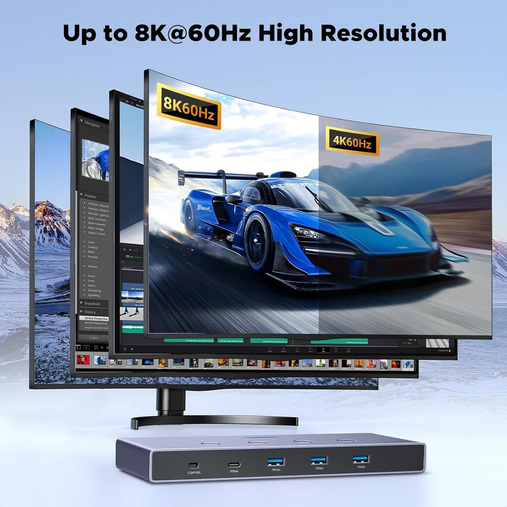 UGREEN HDMI KVM Switch 8K@60Hz Bundle with HDMI 2.1 Cable 48Gbps 6.6FT