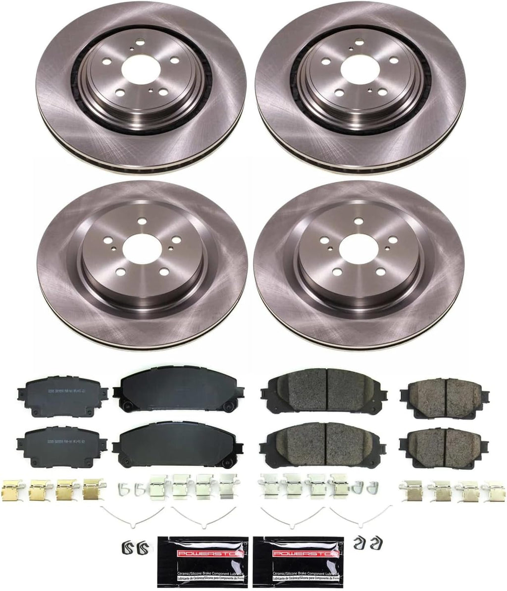 PowerStop Front and Rear Brake Kit for Lexus RX350 2023-24 | Toyota Highlander 2020-24 - Z17 Ceramic Brake Pads & Disc Rotors Replacement, KOE8817