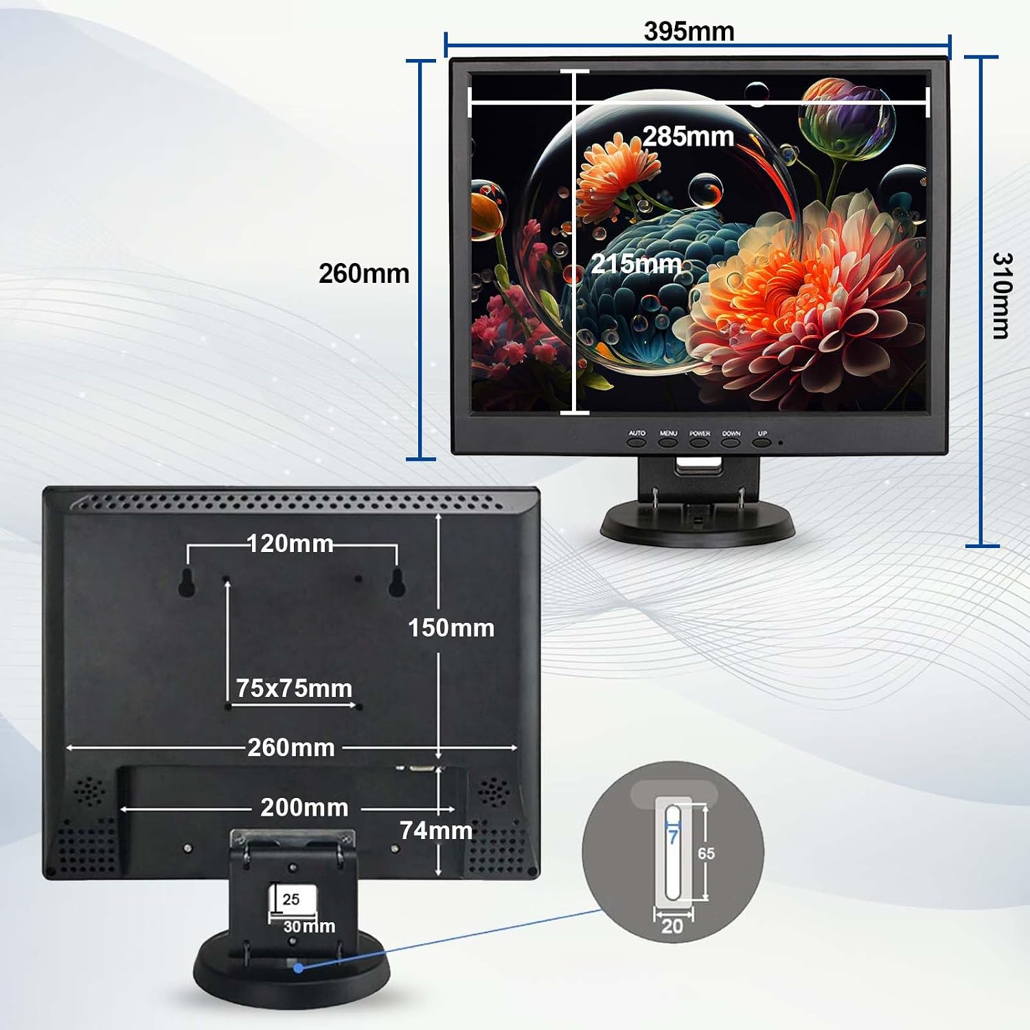 JaiHo 14-Inch 4:3 Security Monitor, 1024x768 No Image Stretching CCTV Screen with Metal Housing, BNC HDMI VGA AV USB Input, Industrial Display with Built-in Speakers Remote Control & VESA Mount